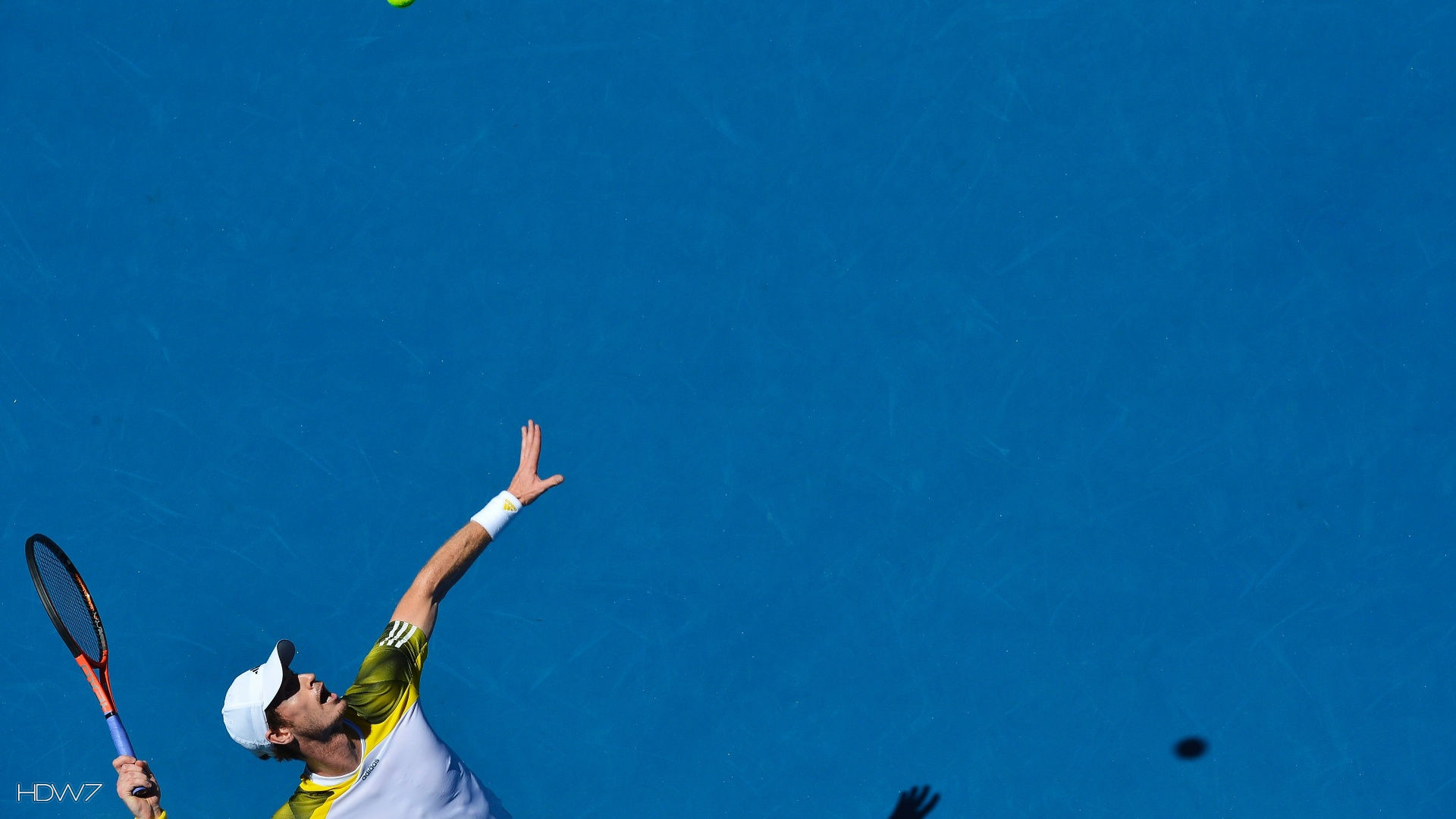 Tennista, Servizio, Cielo blu, 16:9 Full HD, sfondo widescreen