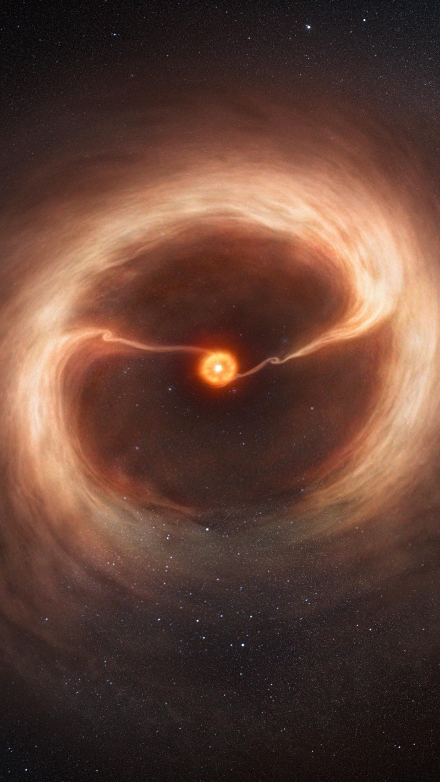 Buco nero, Stella, Disco di accrescimento, Arancione, QHD+, schermata di blocco del cellulare
