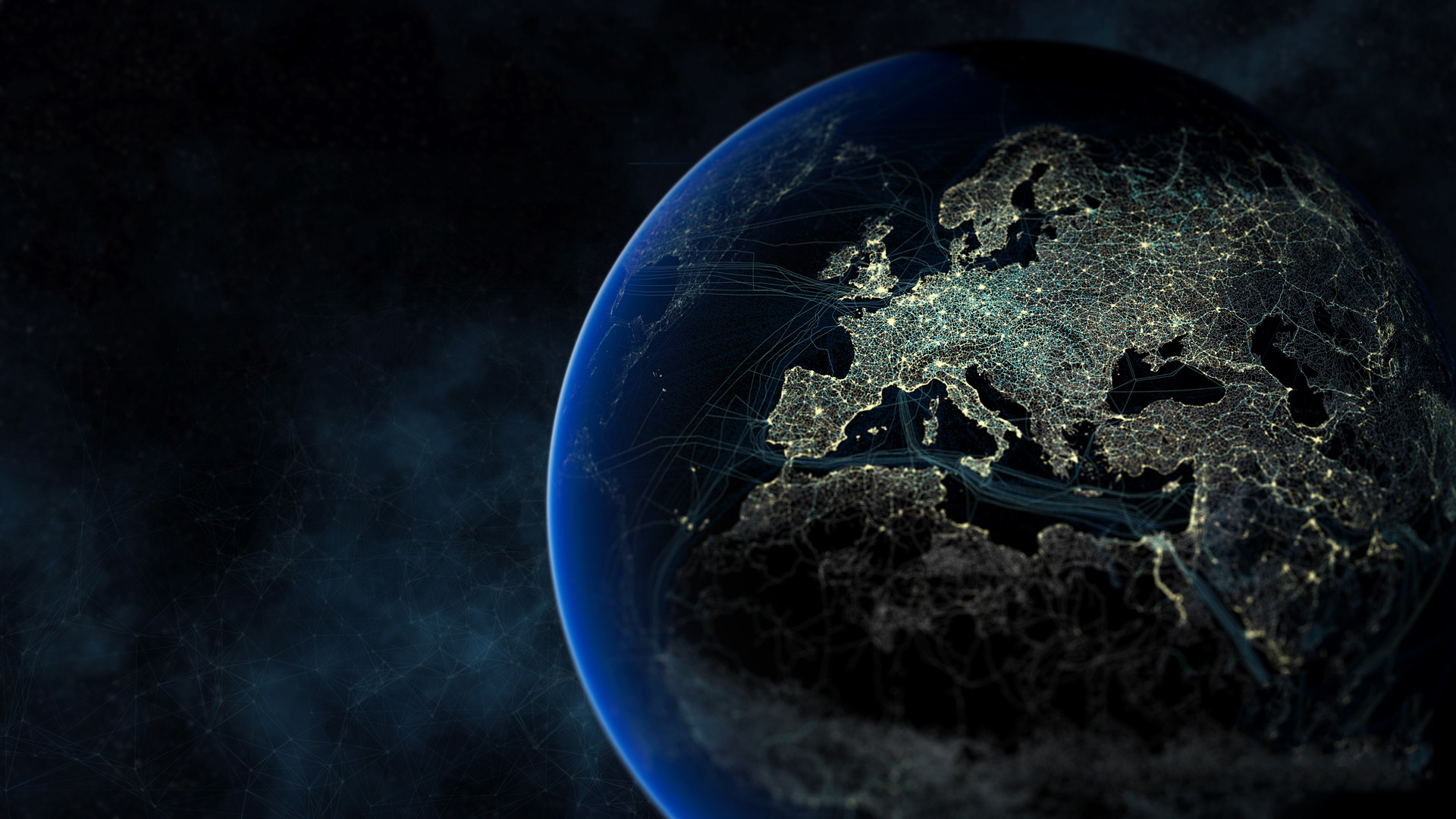Terra, Europa, Luci notturne, Pianeta, Full HD, sfondo per PC