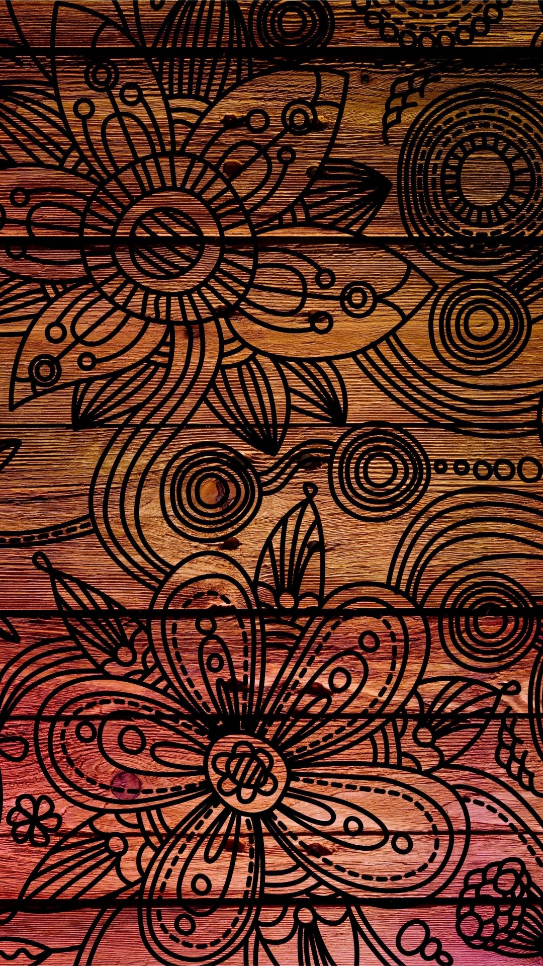 Mandala, Legno, Motivo floreale, Verticale, Full HD, sfondo per smartphone