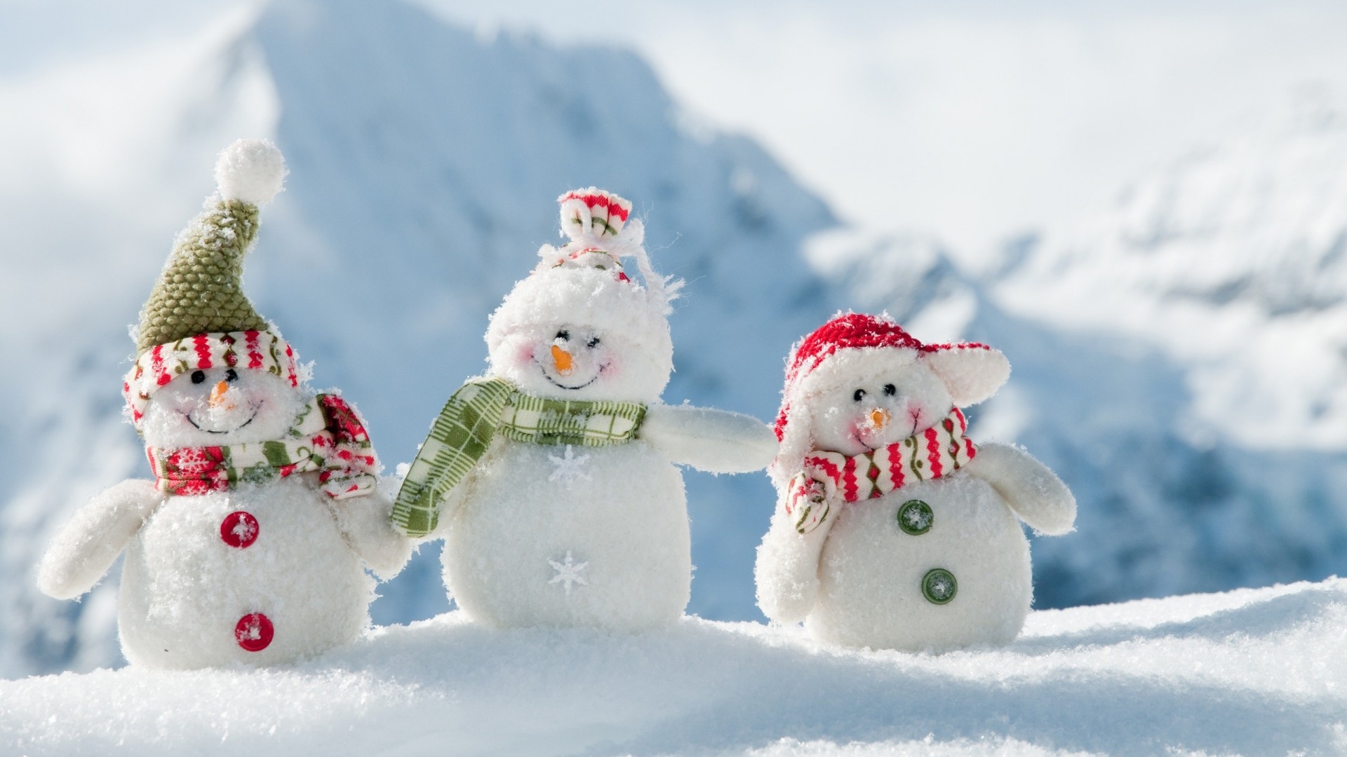 Pupazzi di neve, Sciarpe, Neve, Montagne, 1920x1080, sfondo per PC