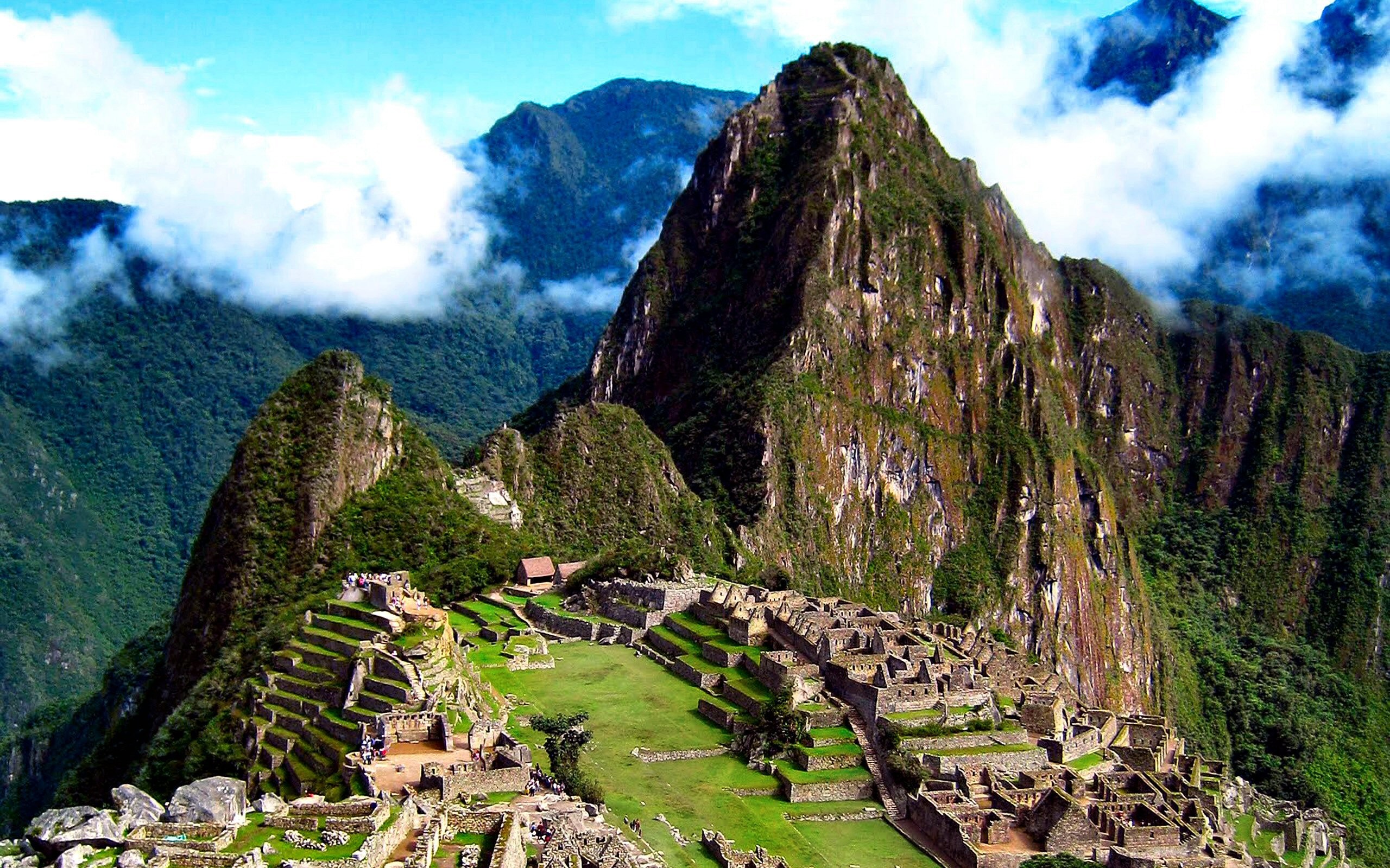 Machu Picchu, Huayna Picchu, Perù, Nuvole, 2560x1600, immagine di sfondo