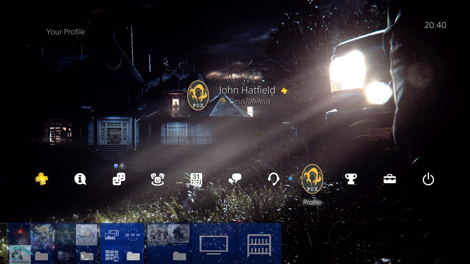Interfaccia PS4, PlayStation 4, Notte, Casa, 16:9 Full HD, sfondo widescreen
