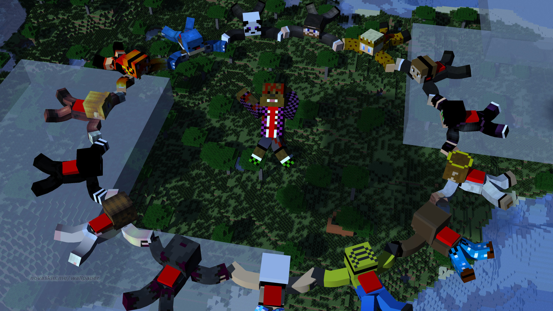 Minecraft, Novaskin, Paracadutismo, Vista dall'alto, Full HD 1080p, sfondo desktop