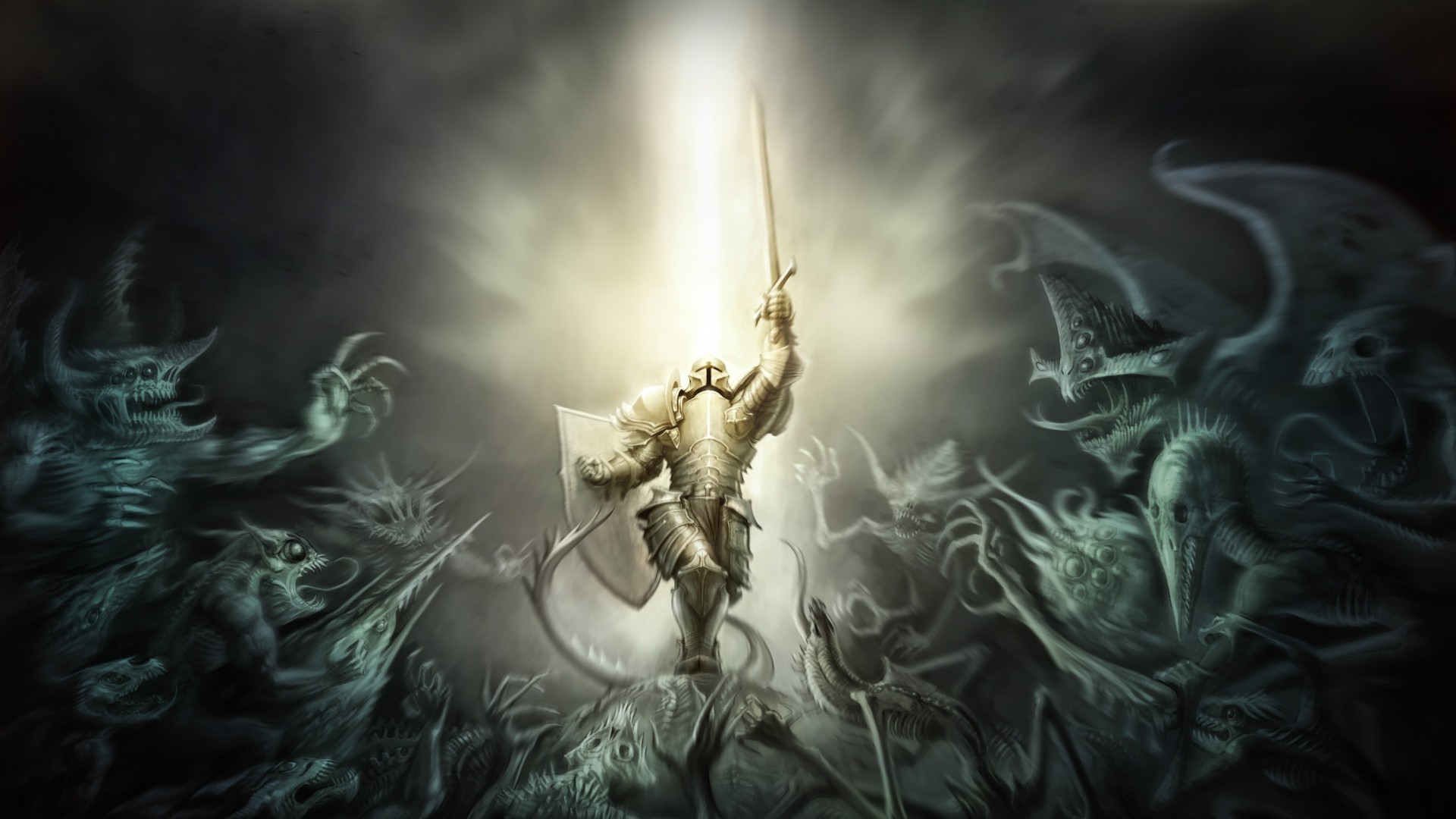 Crociato, Diablo III, Demoni, Raggio di luce, Full HD, sfondo desktop
