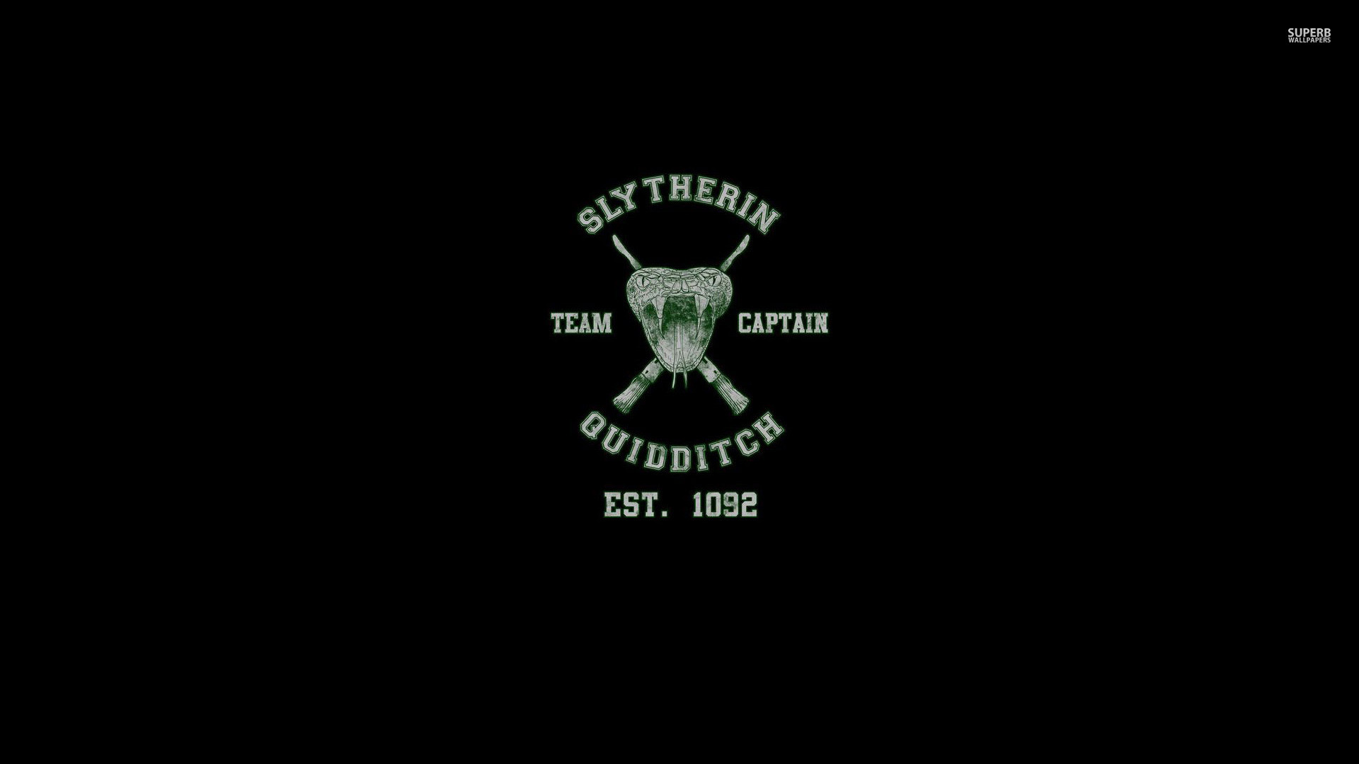Serpeverde, Quidditch, Harry Potter, Sfondo nero, Minimalista, Full HD, wallpaper per computer