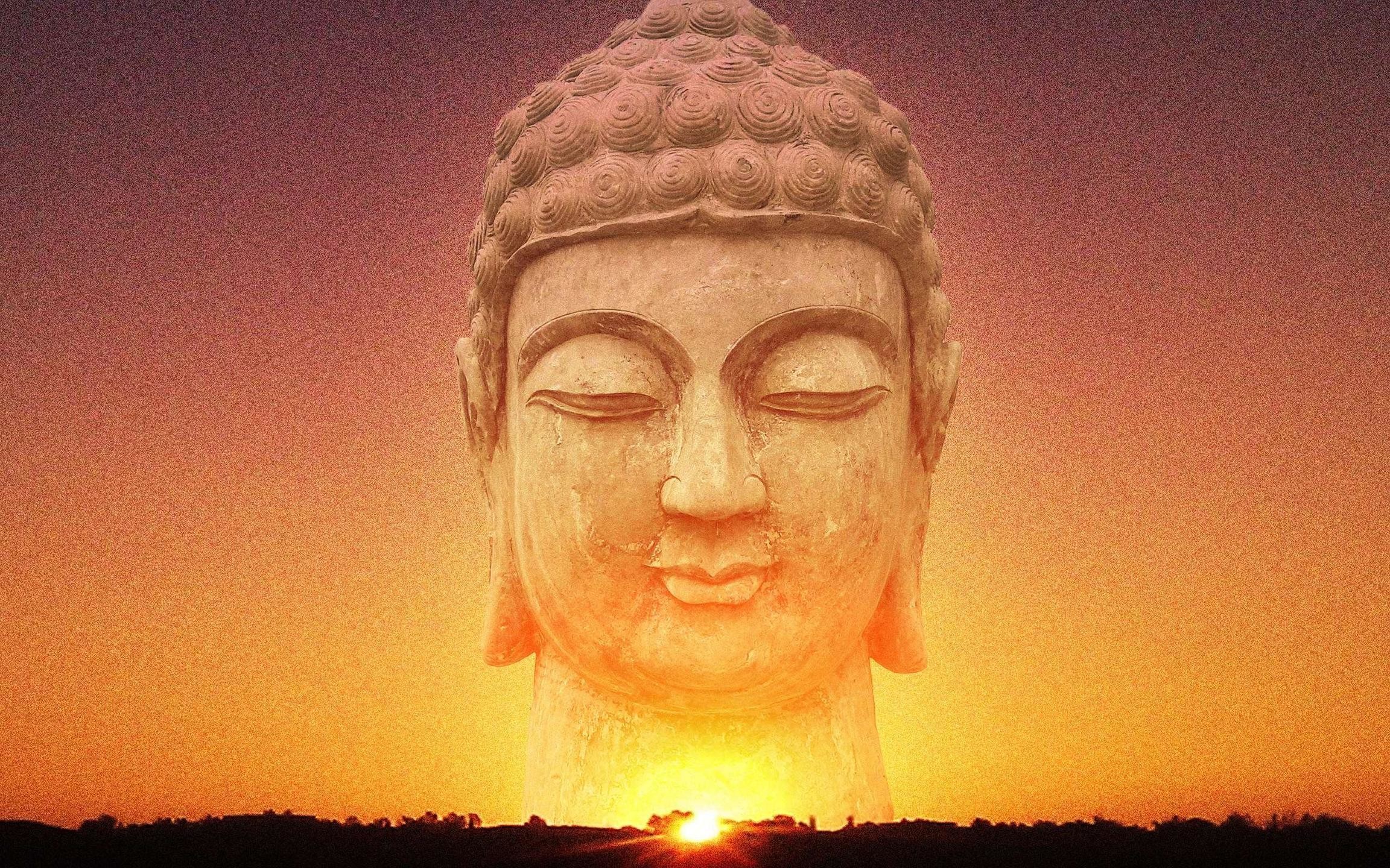 Buddha, Volto, Tramonto, Arancione, 2304x1440, sfondo MacBook Pro