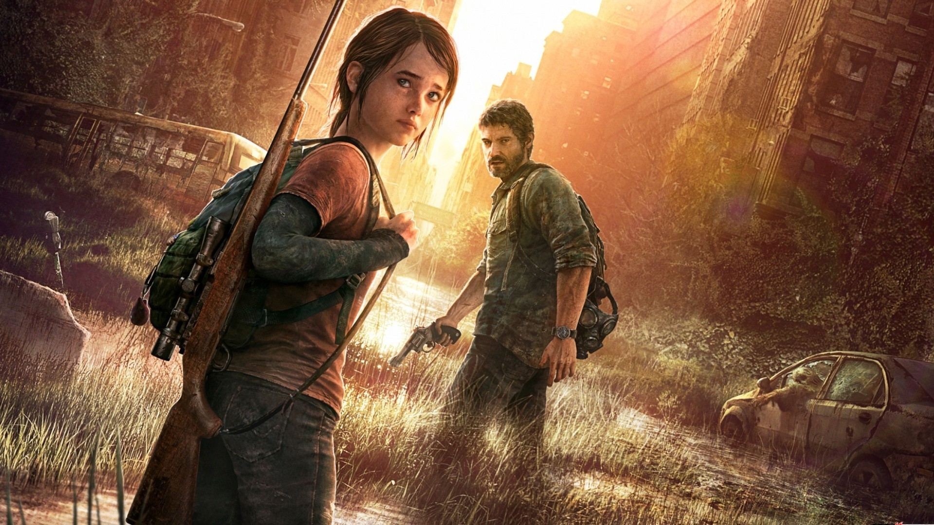 The Last of Us, Ellie, Joel, Fucile, Controluce, 16:9 Full HD, sfondo widescreen