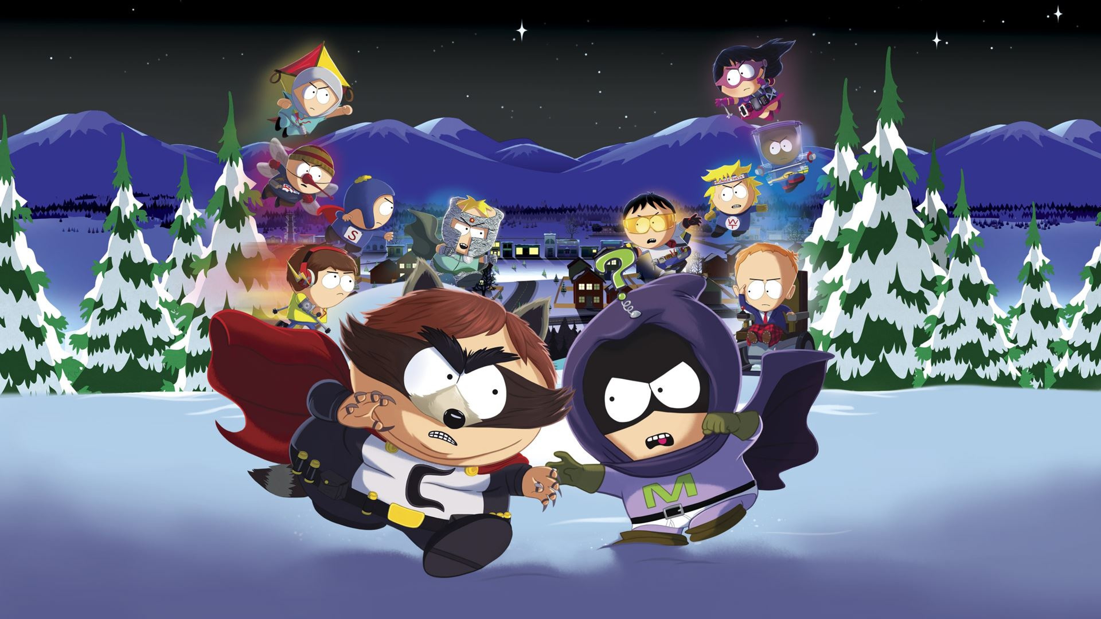 South Park: Scontri Di-retti, Il Procione, Mysterion, South Park, Neve, Notte, sfondo 2160p