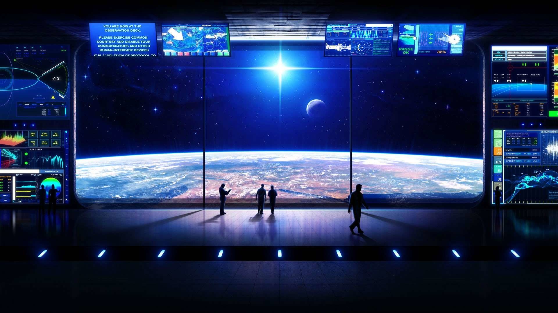 Stazione spaziale, Terra, Fantascienza, Silhouette, Full HD 1080p, sfondo desktop
