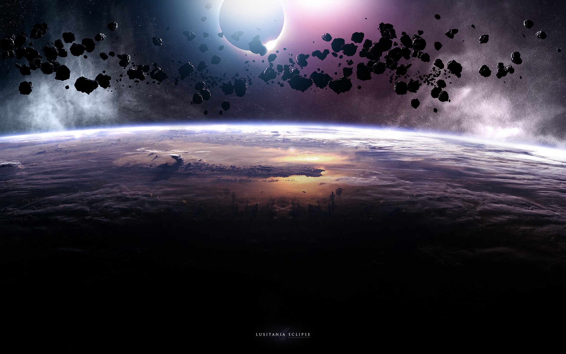 Pianeta, Asteroidi, Arte spaziale, Full HD, sfondo per PC e portatile
