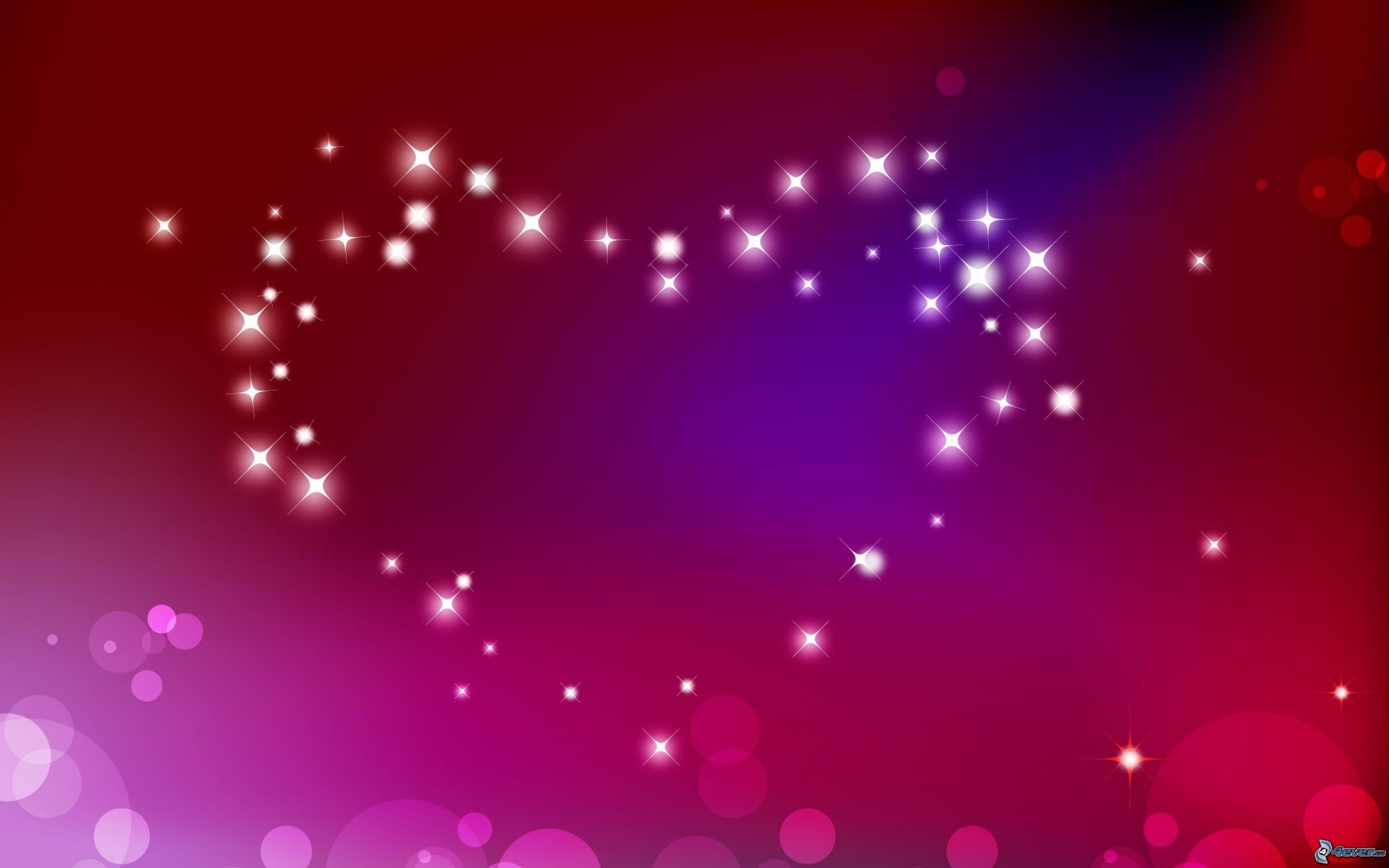 Cuore di stelle, Scintille, Rosso e viola, Bokeh, 2K, sfondo Windows 11