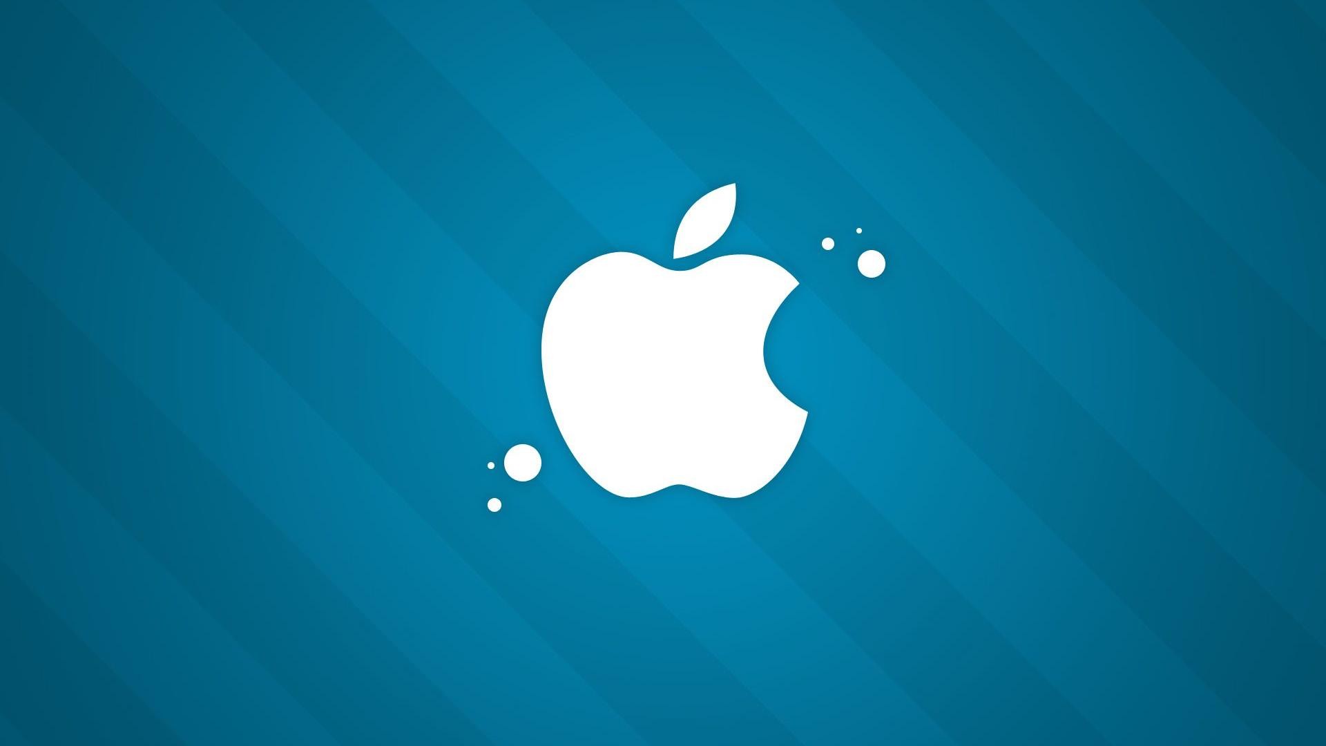 Logo Apple, Strisce, Azzurro, 1920x1080, immagine di sfondo