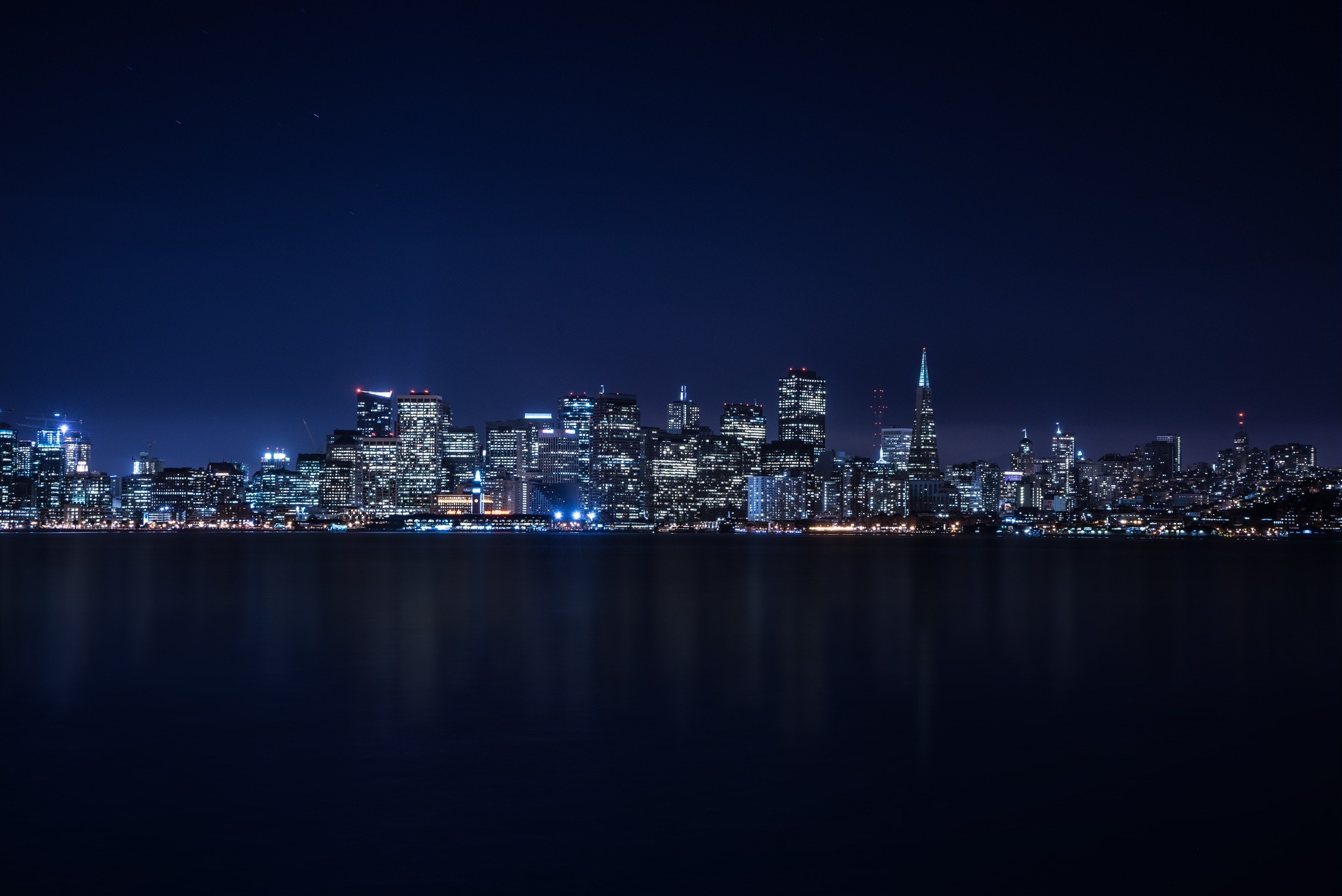 San Francisco, Skyline, Baia, Notte, Full HD, sfondo per portatile