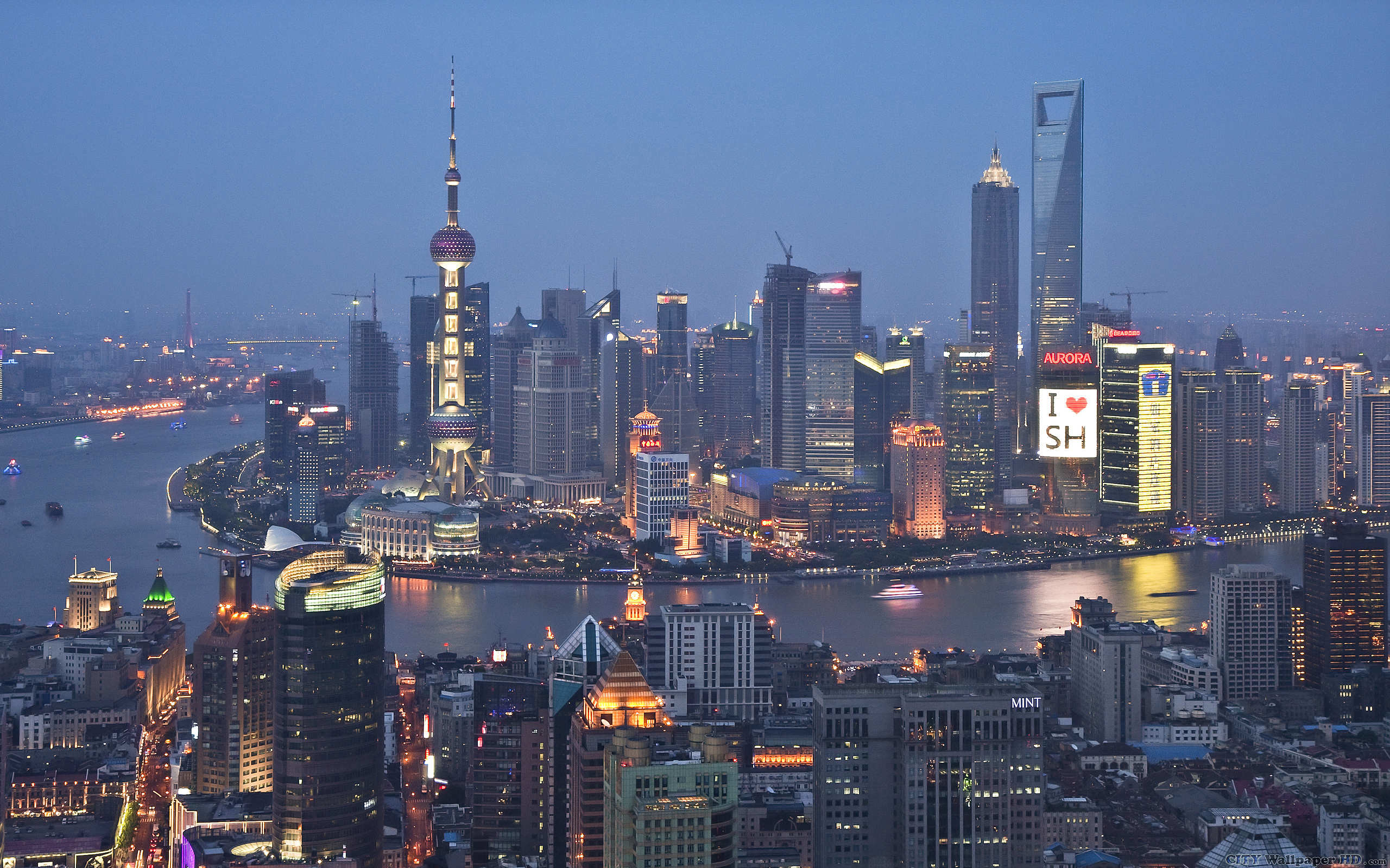Shanghai, Pudong, Oriental Pearl Tower, Skyline, Cina, 2K 1600p, sfondo desktop