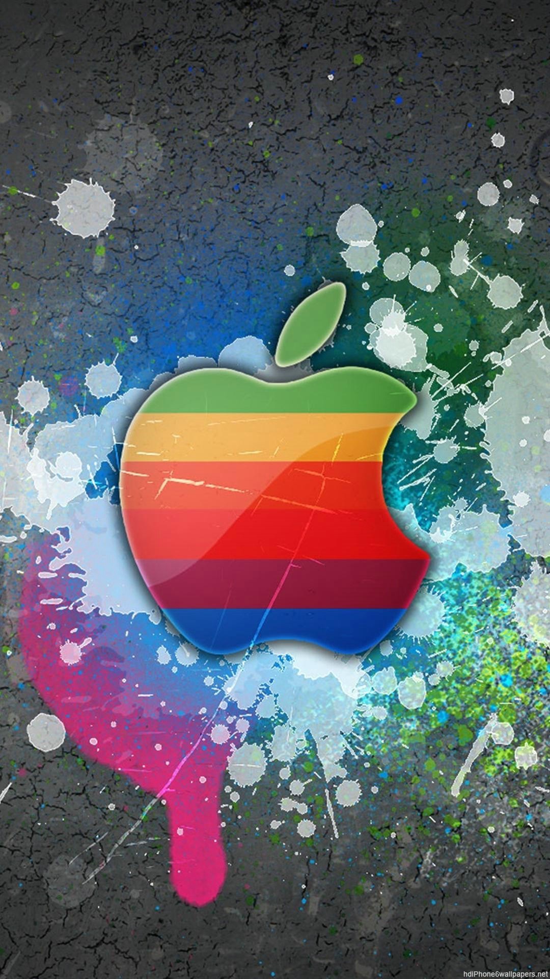 Logo Apple, Apple, Arcobaleno, Schizzi, sfondo iPhone