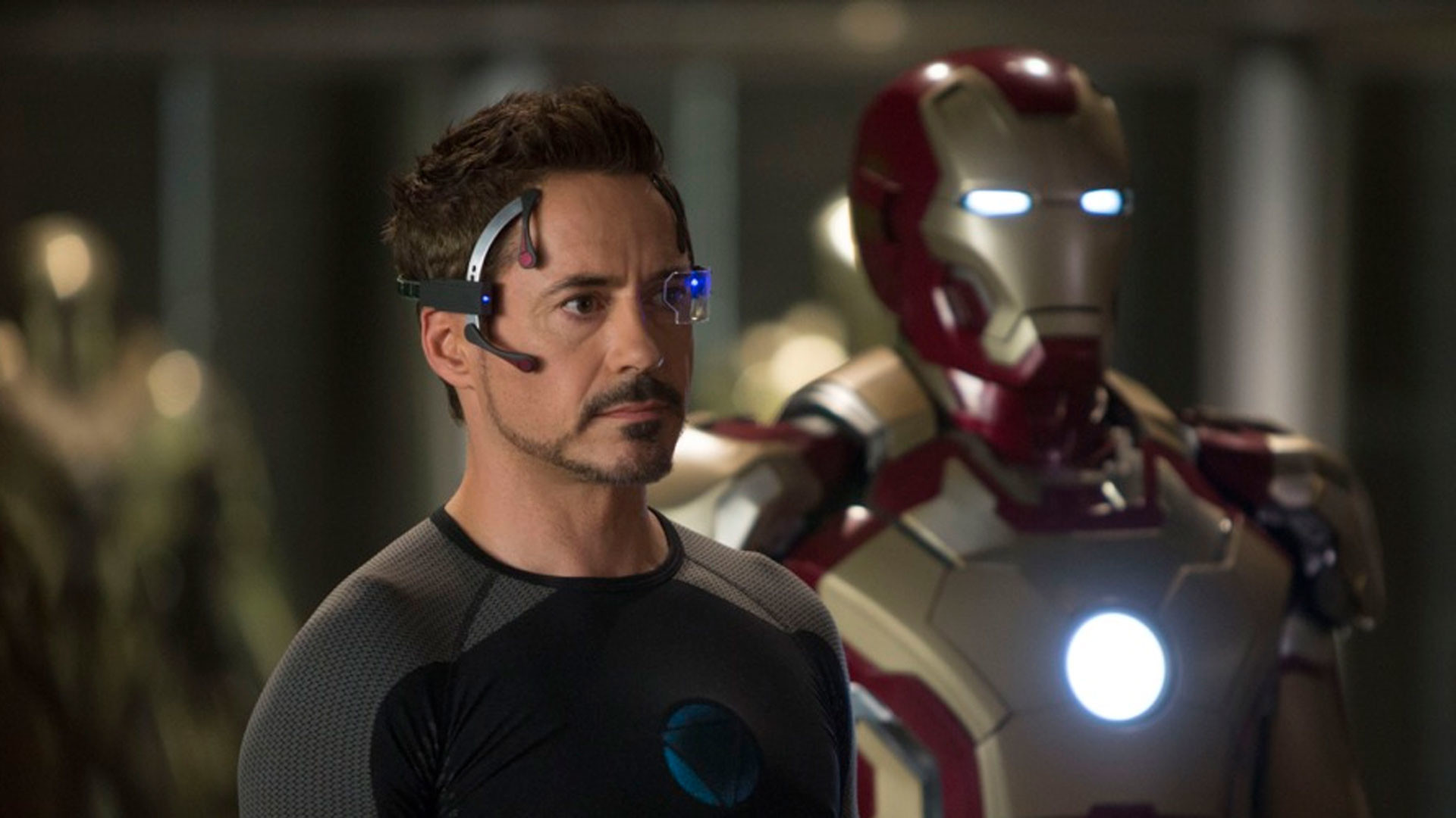 Tony Stark, Robert Downey Jr., Iron Man 3, Mark XLII, Laboratorio, sfondo desktop 1080p