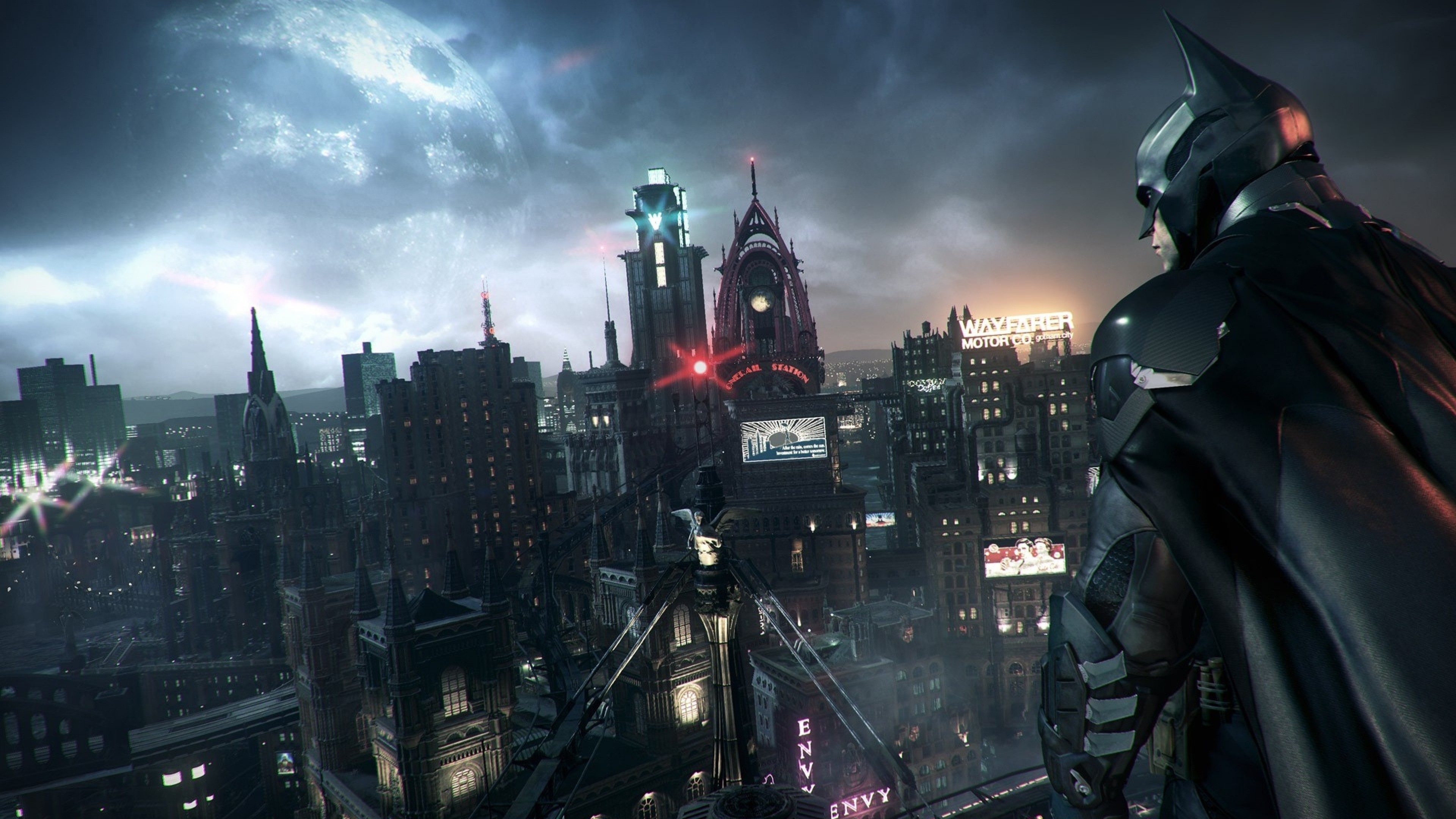 Batman, Gotham City, Batman: Arkham City, Notte, 4K, sfondo Windows 11