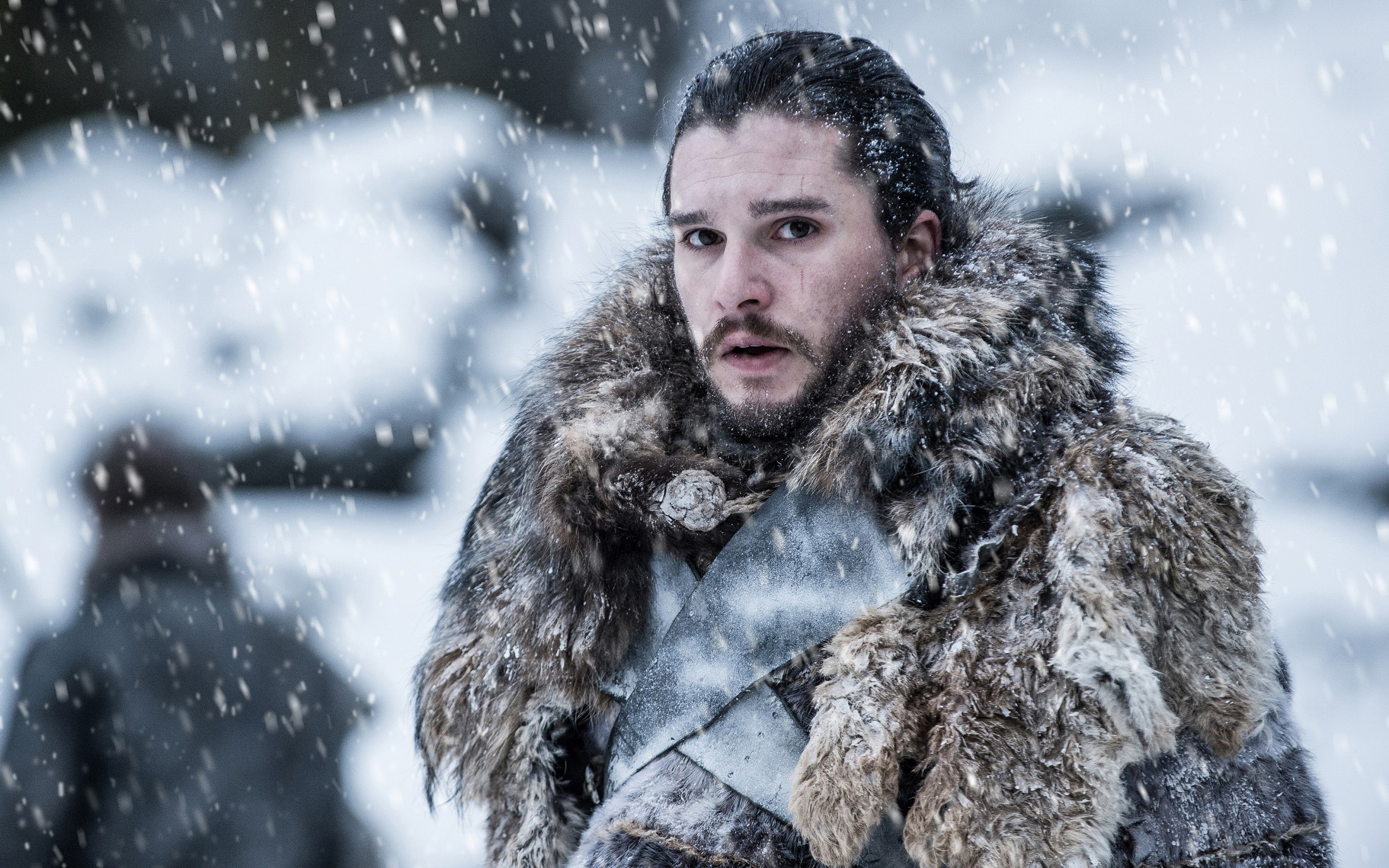 Jon Snow, Kit Harington, Il Trono di Spade, Neve, Pelliccia, 16:10 Full HD, sfondo widescreen