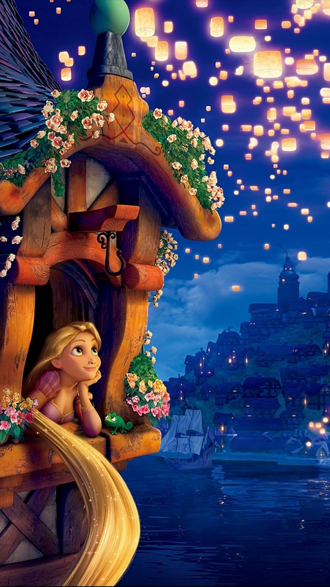 Rapunzel, Rapunzel - L'intreccio della torre, Disney, Lanterne, Notte, schermata Home iPhone