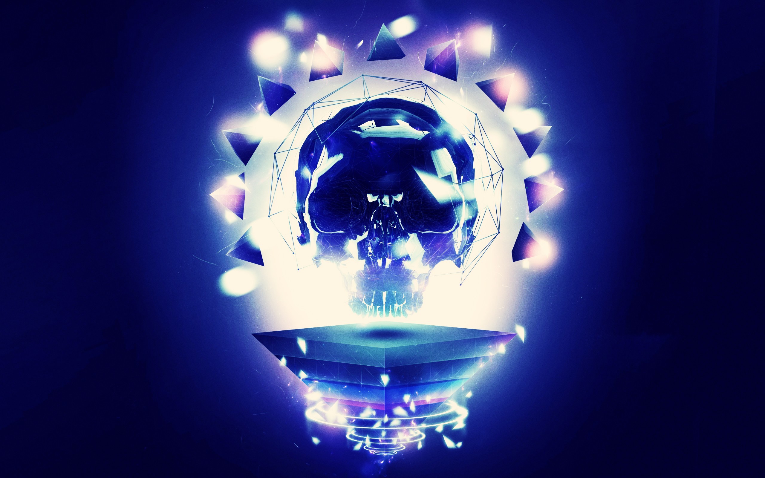 Teschio, Luce, Blu, Arte digitale, 2560x1600, sfondo per PC