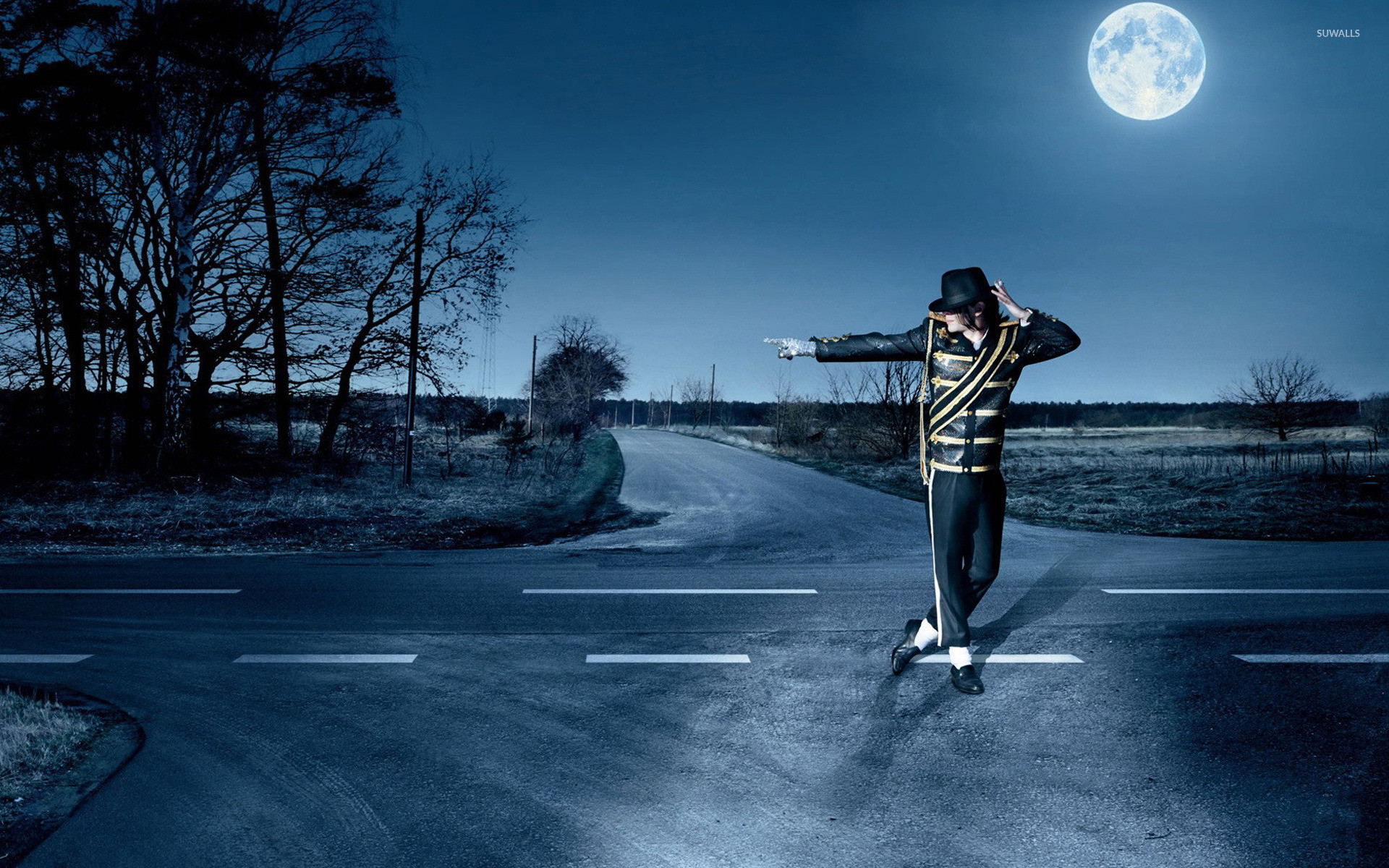 Michael Jackson, Strada, Luna piena, Notte, 16:10 Full HD, sfondo widescreen