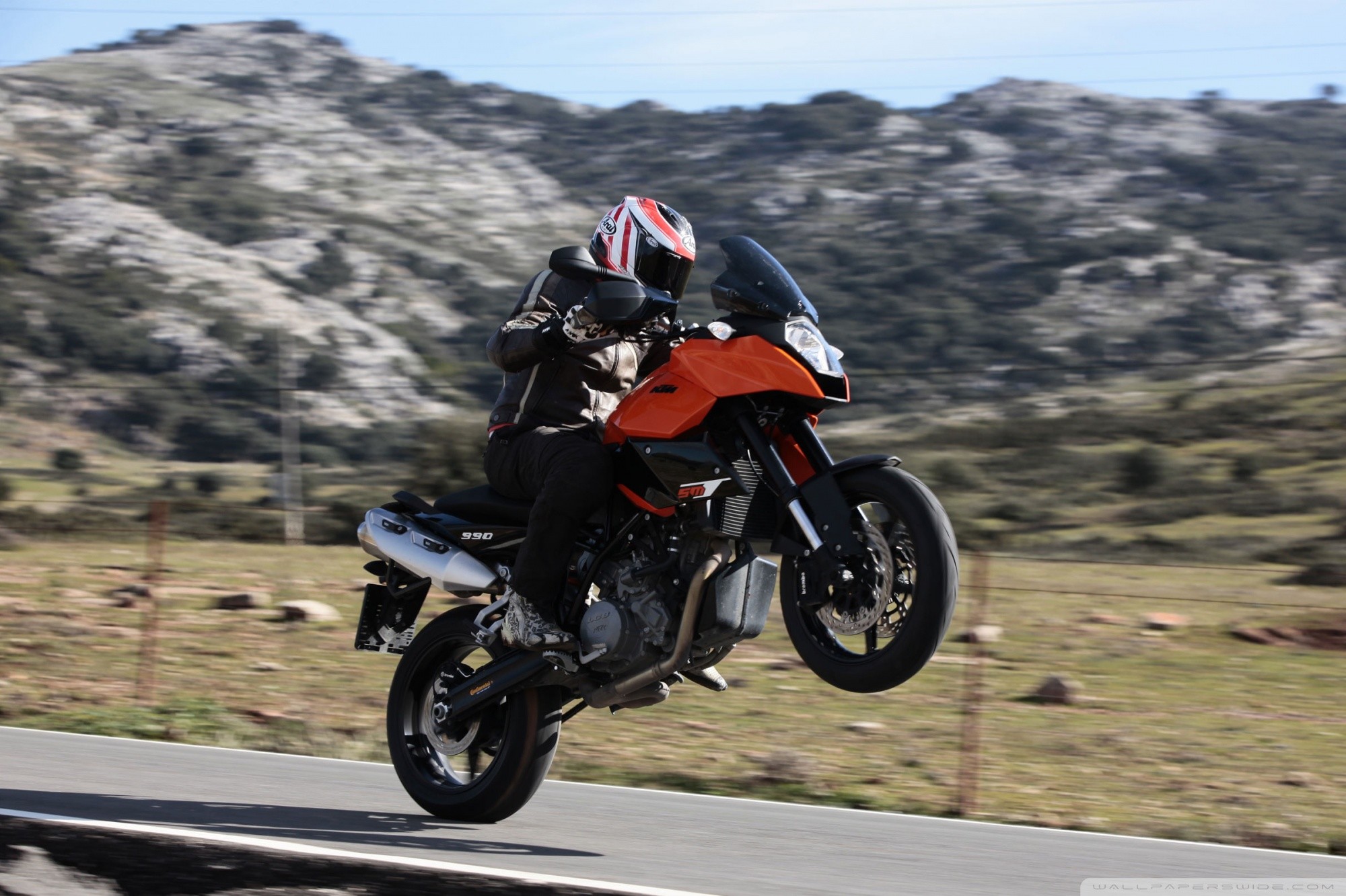 KTM 990 SMT, Impennata, Strada, Colline, Full HD, sfondo per PC e portatile