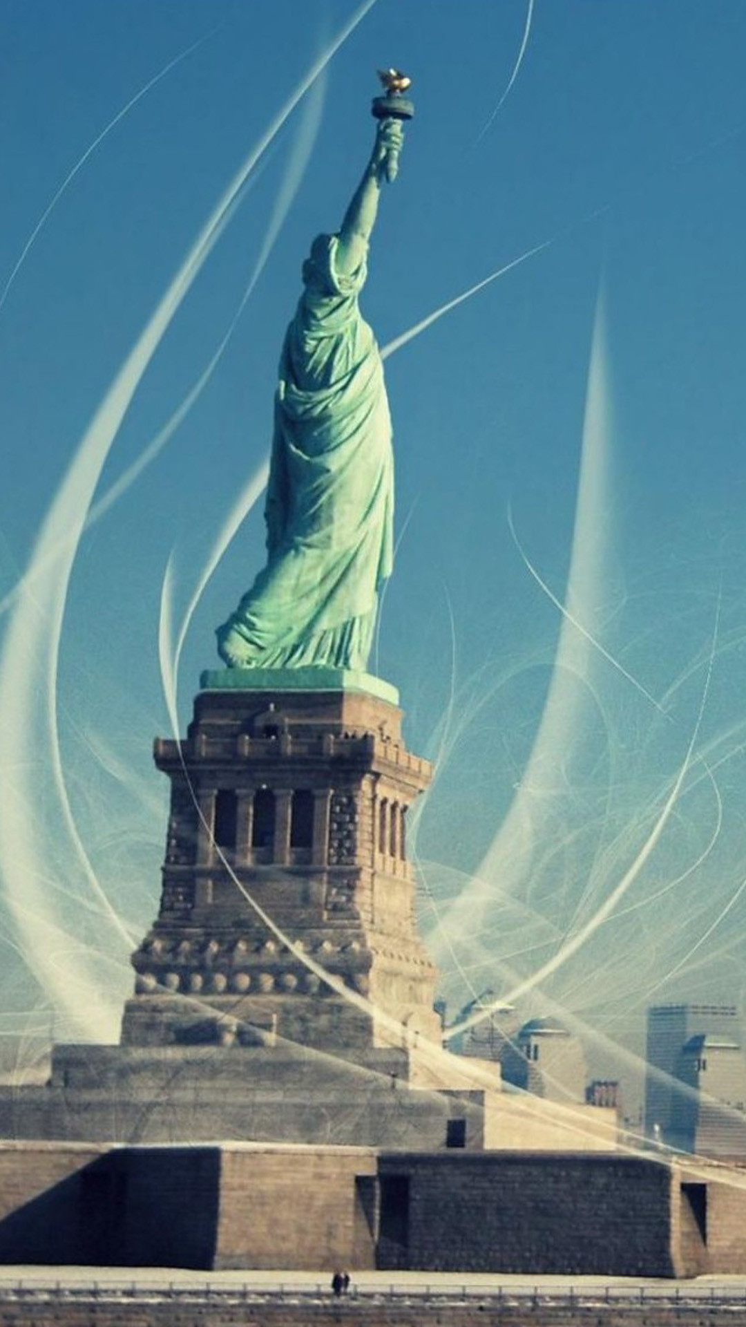 Statua della Libertà, New York, Monumento, Arte digitale, Full HD, wallpaper per smartphone