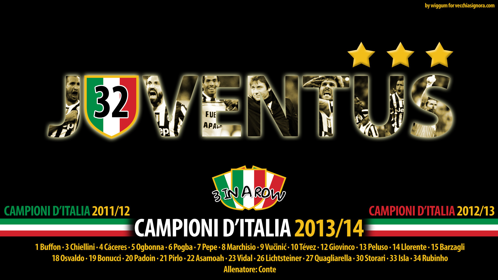 Juventus, Campioni d'Italia 2013/14, Scudetto, Rosa giocatori, Full HD, sfondo per PC