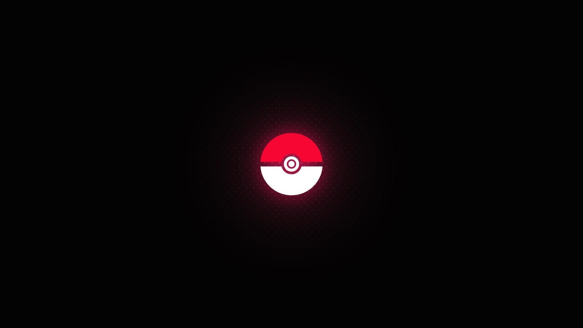 Poké Ball, Pokémon, Minimalista, Sfondo nero, 16:9 Full HD, wallpaper widescreen