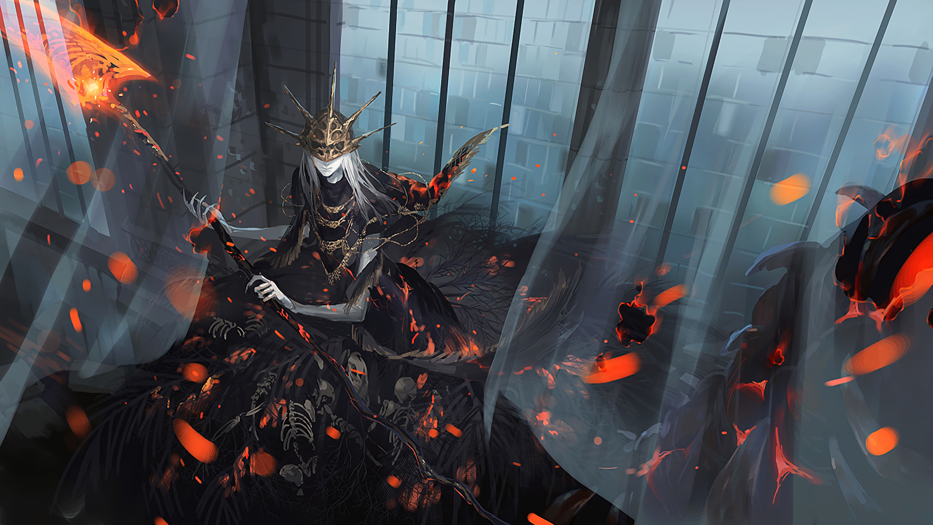 Regina Annalise, Bloodborne, Fan art, Toni rossi, Full HD, sfondo desktop