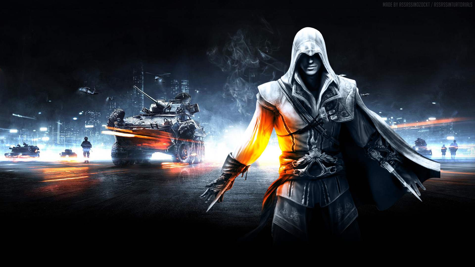 Ezio Auditore, Assassin's Creed, Battlefield 3, Carro armato, Crossover, sfondo 1920x1080 per PC