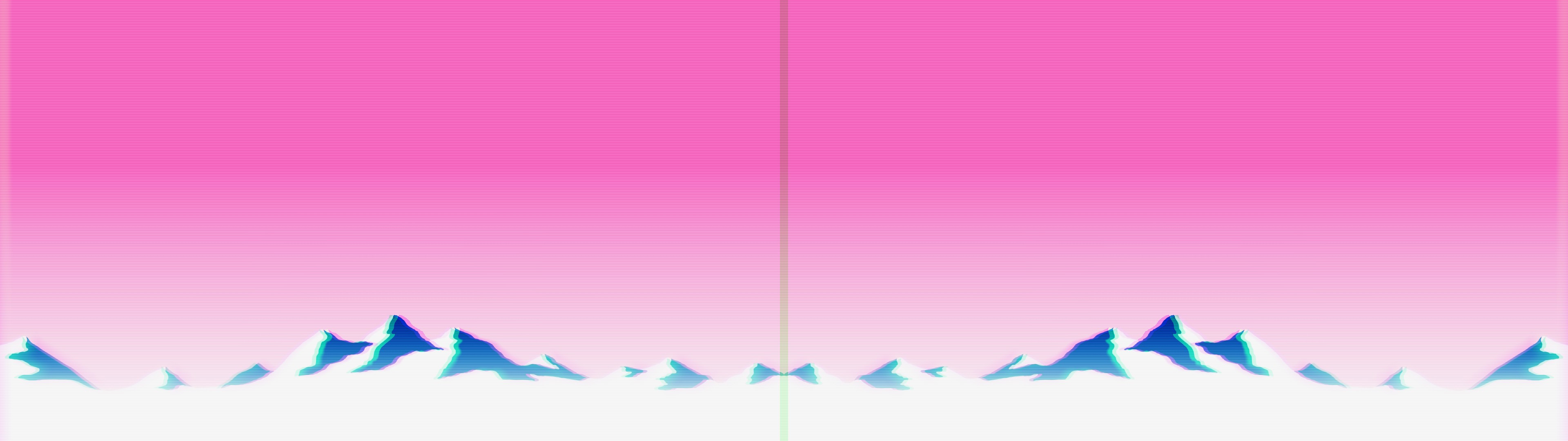 Vaporwave, Montagne, Minimalista, Rosa, 3840x1080, immagine di sfondo