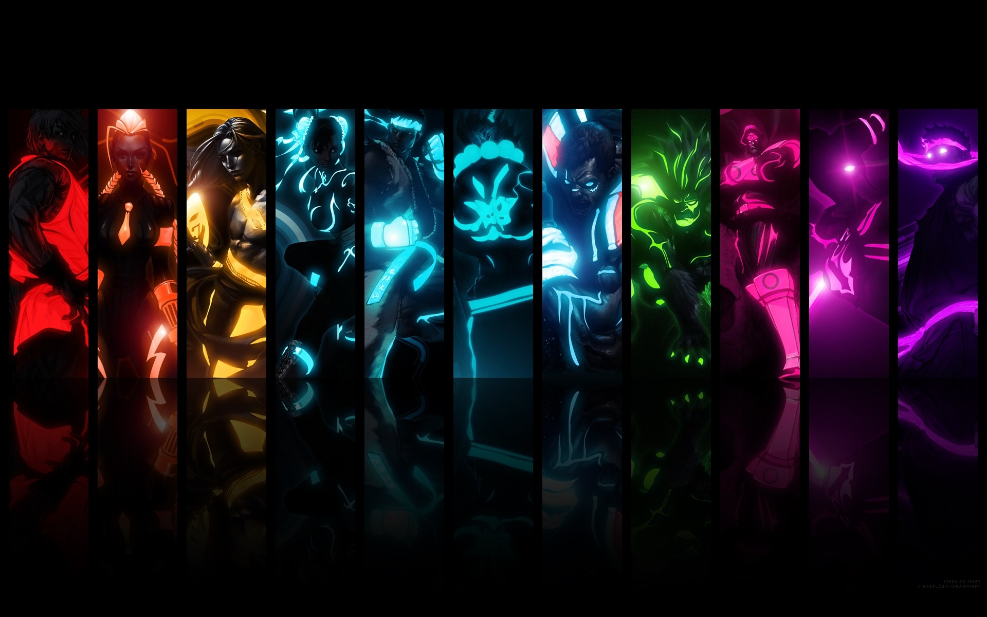 League of Legends, Personaggi, Neon, Colori, Full HD, sfondo per PC e portatile