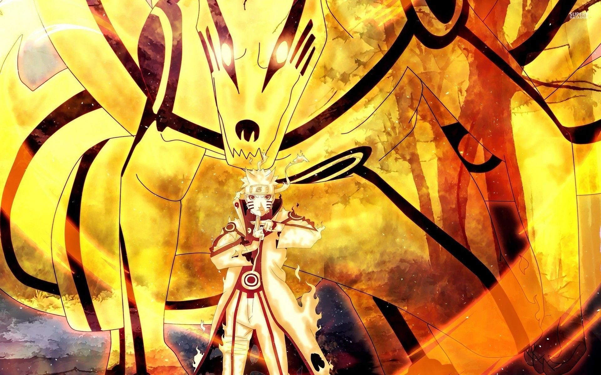Naruto Uzumaki, Kurama, Modalità chakra del Kyuubi, Naruto Shippuden, Giallo, sfondo desktop