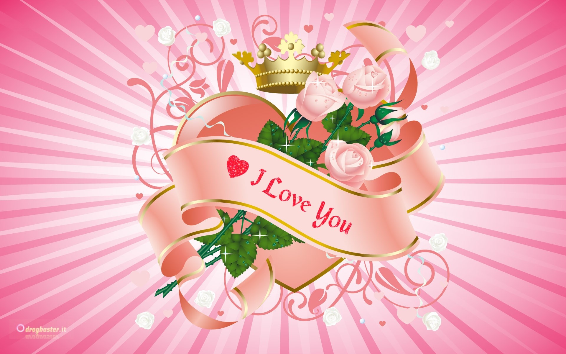 I Love You, Cuore, Rose, Corona, San Valentino, 16:10 Full HD, sfondo widescreen