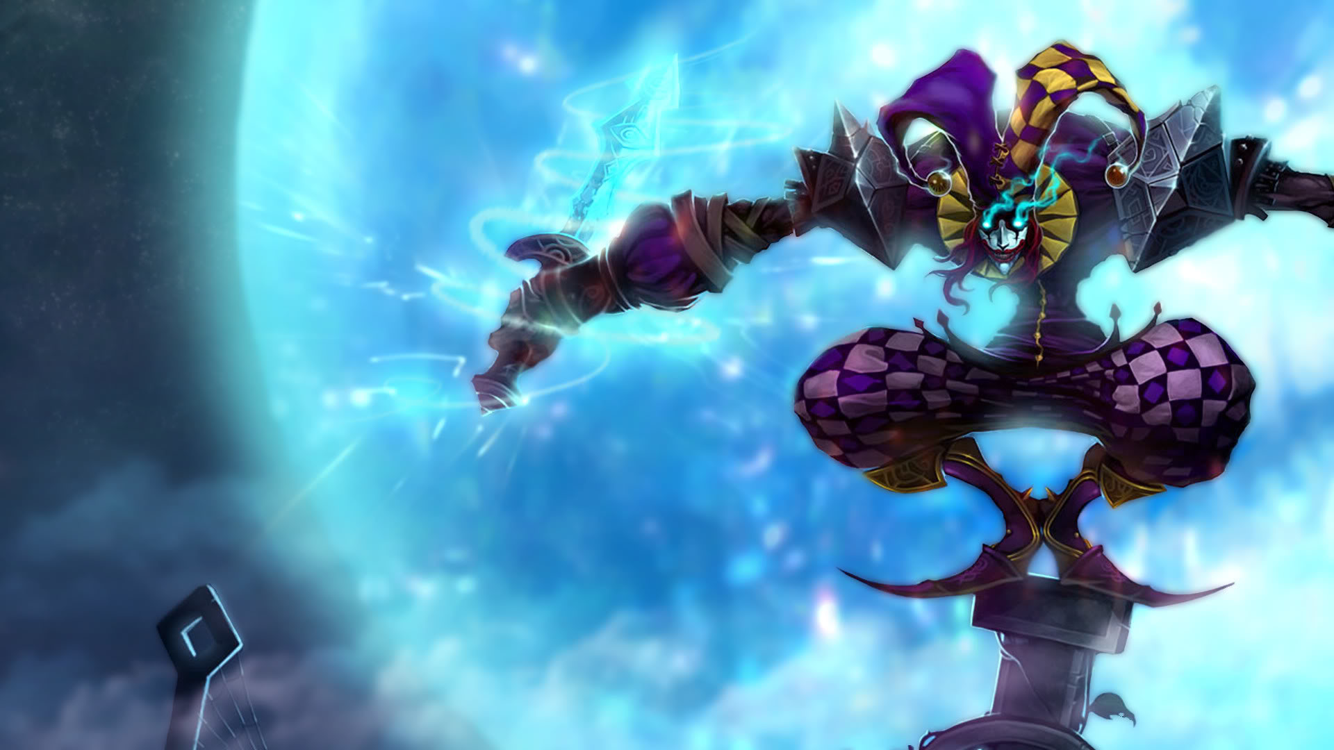 Shaco, League of Legends, Giullare, Blu, Full HD, sfondo per PC