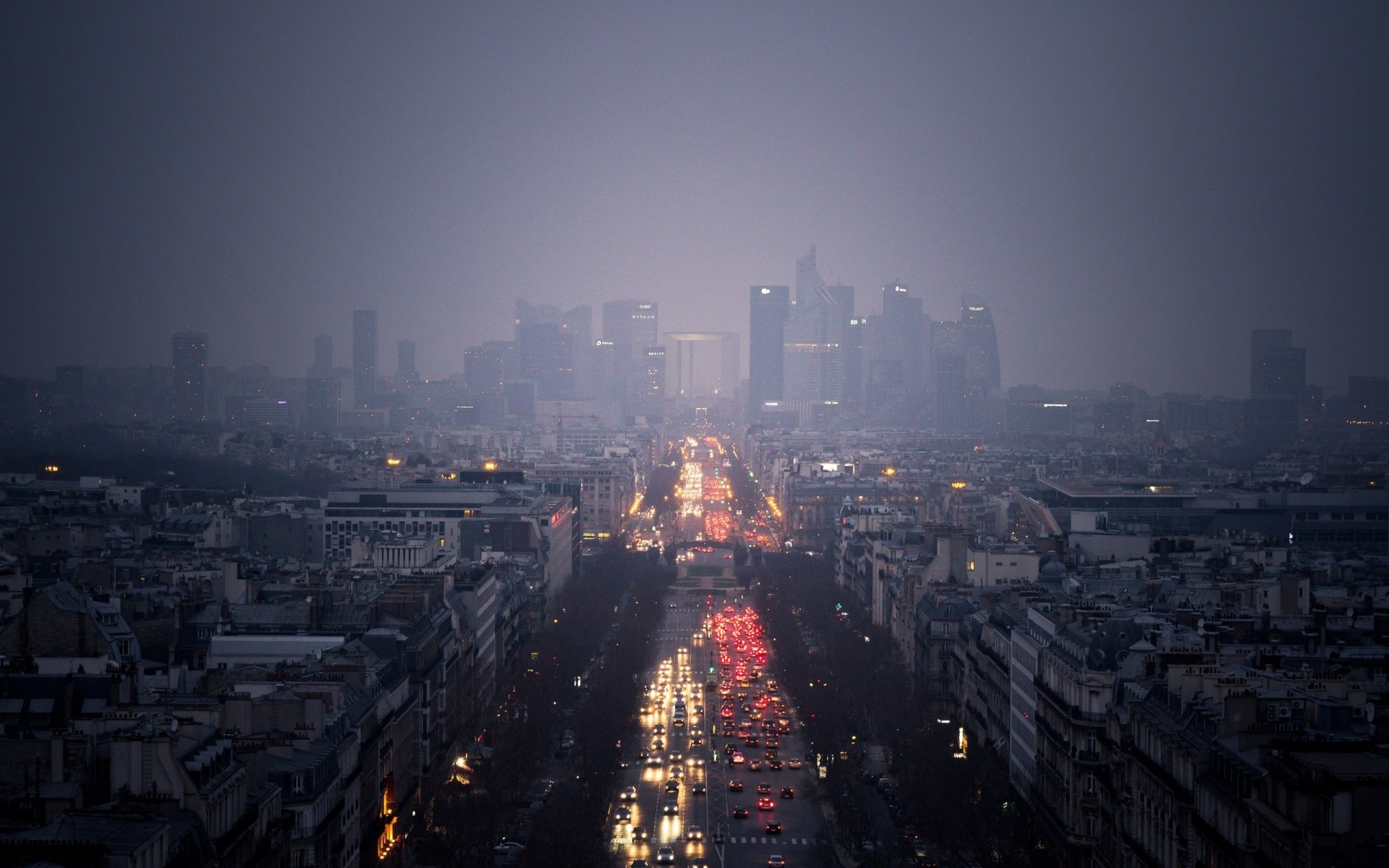 Pioggia, Città, Sera, Nebbia, 16:10 Full HD, sfondo widescreen