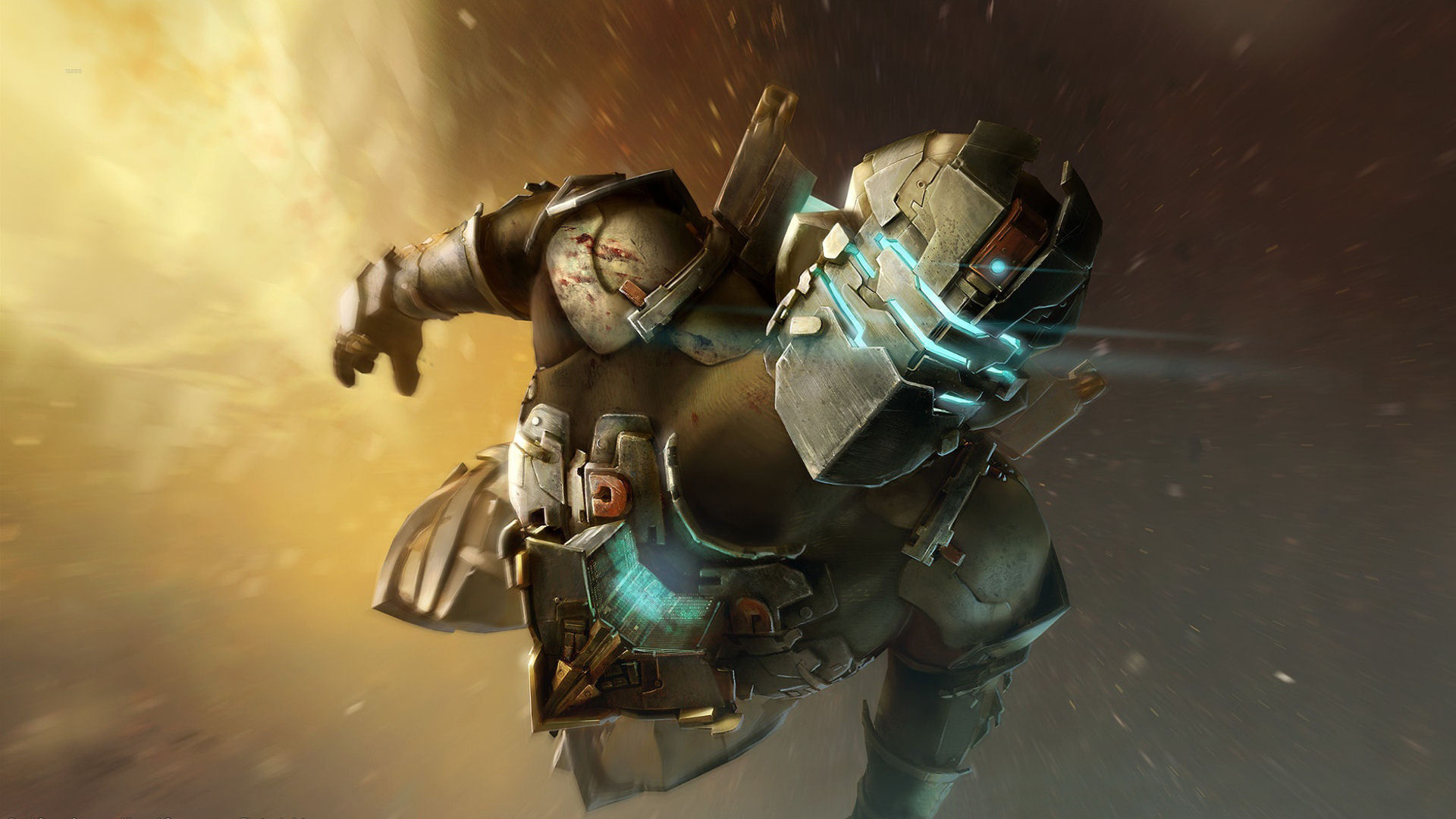 Isaac Clarke, Dead Space, Tuta RIG, Luce dorata, 16:9 Full HD, sfondo widescreen