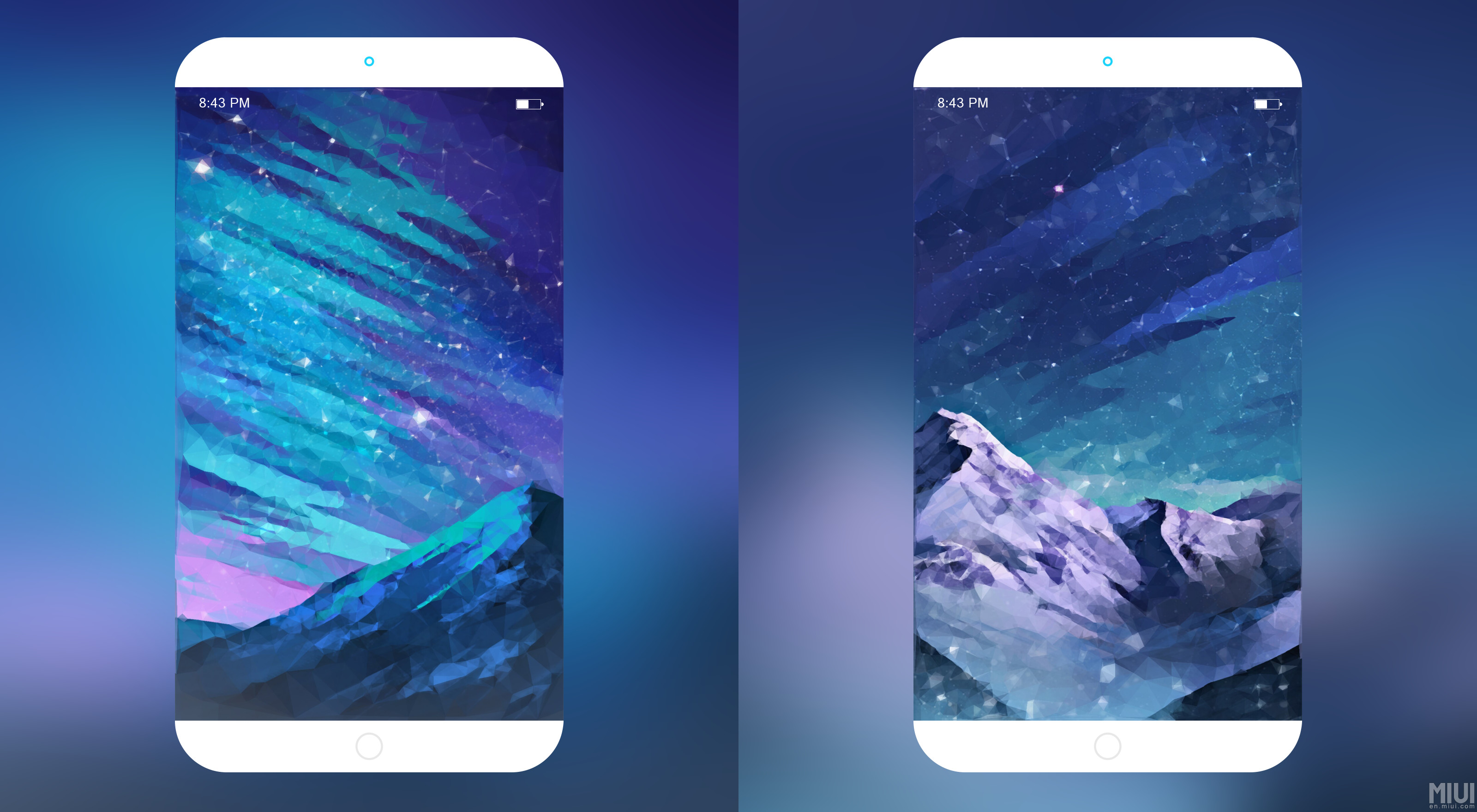 Low poly, Montagne, Cielo stellato, MIUI, 2K, sfondo desktop