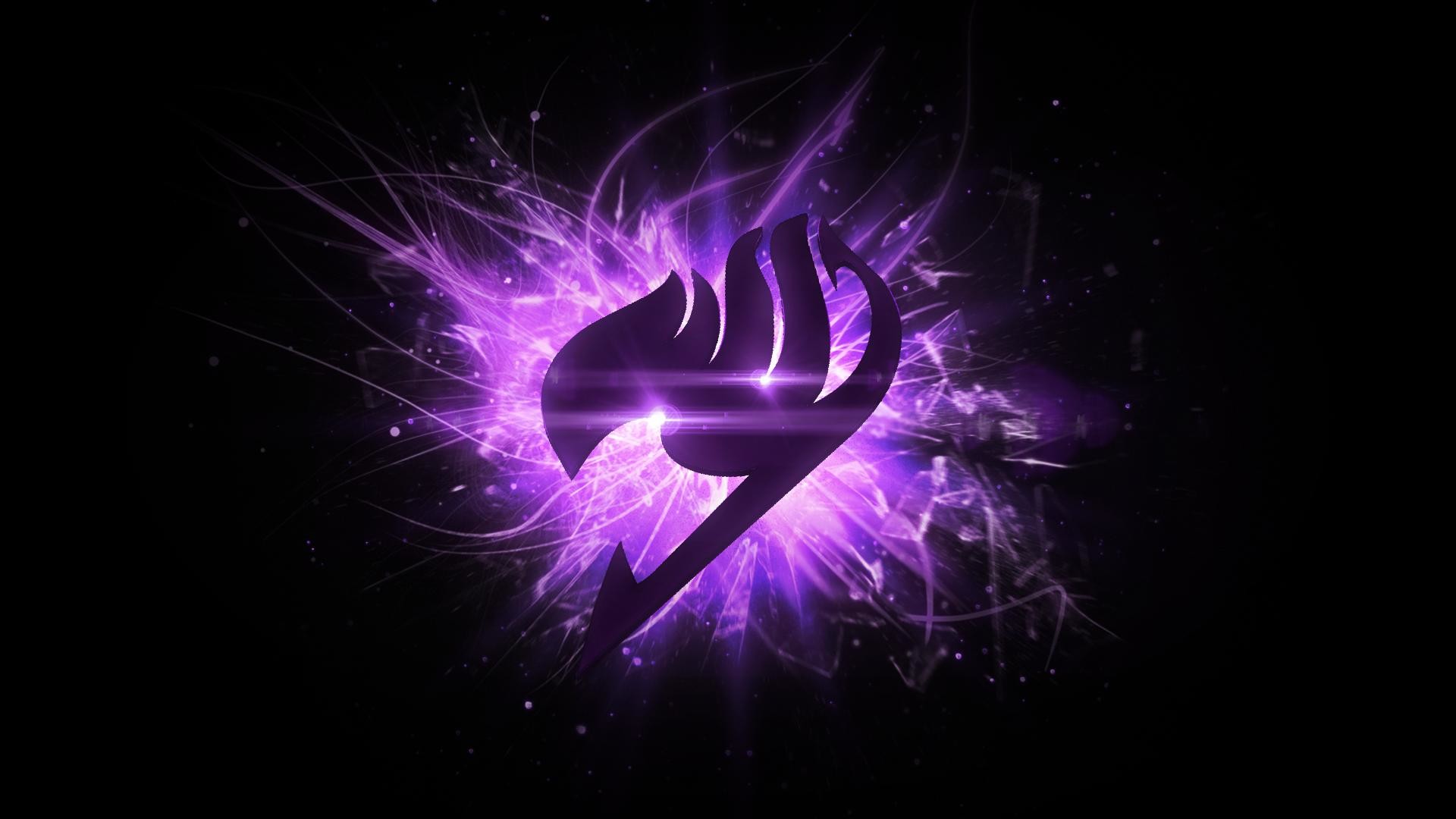 Simbolo di Fairy Tail, Fairy Tail, Viola, Sfondo nero, Full HD, wallpaper per computer