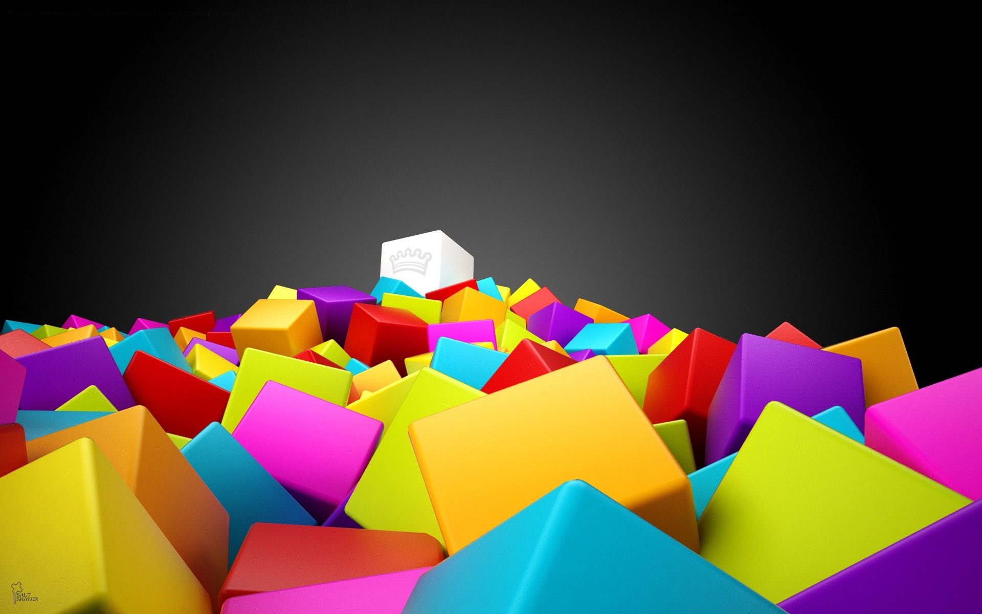Cubi colorati, Rendering 3D, Multicolore, Sfondo scuro, Full HD, wallpaper per desktop
