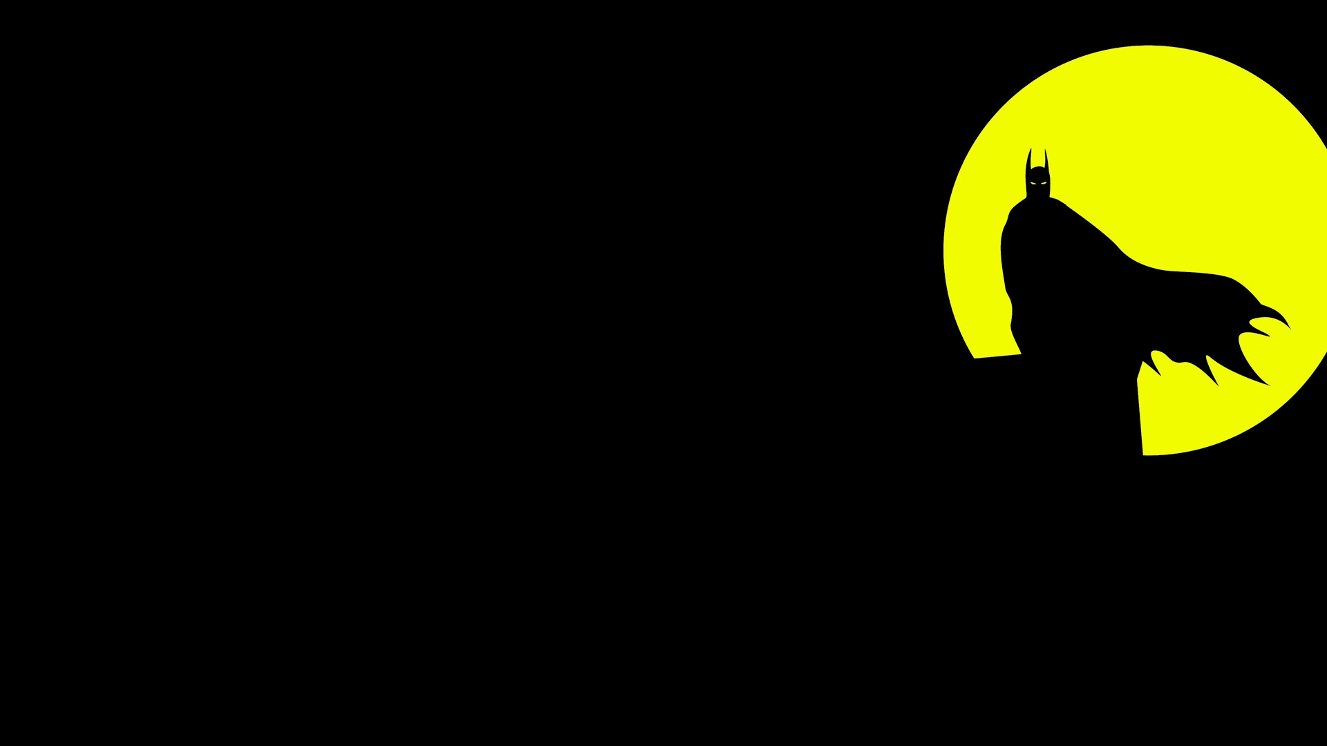 Batman, Luna gialla, Minimalista, Sfondo nero, Full HD, wallpaper desktop
