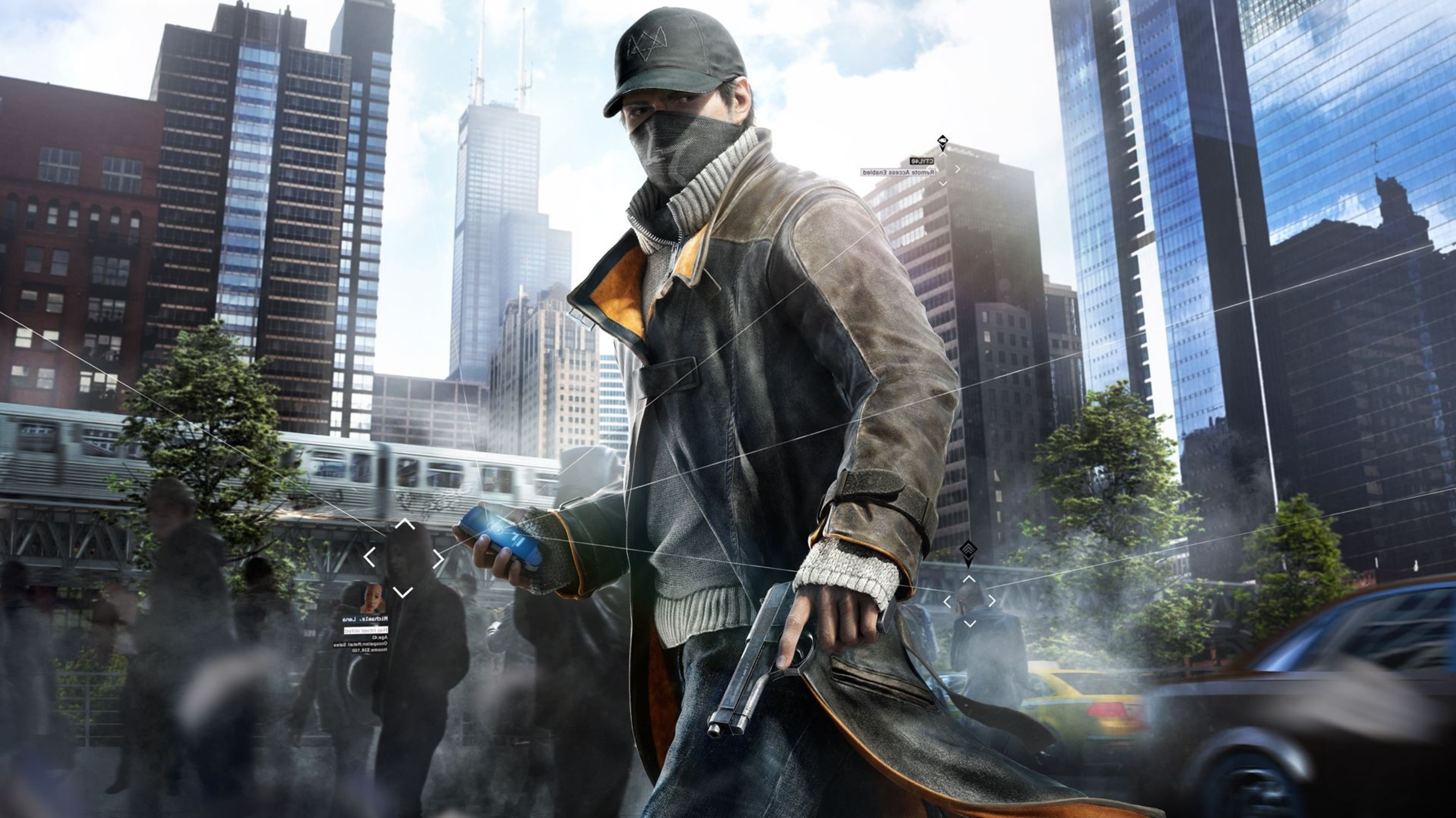 Aiden Pearce, Watch Dogs, Chicago, Grattacieli, 4K, wallpaper per computer