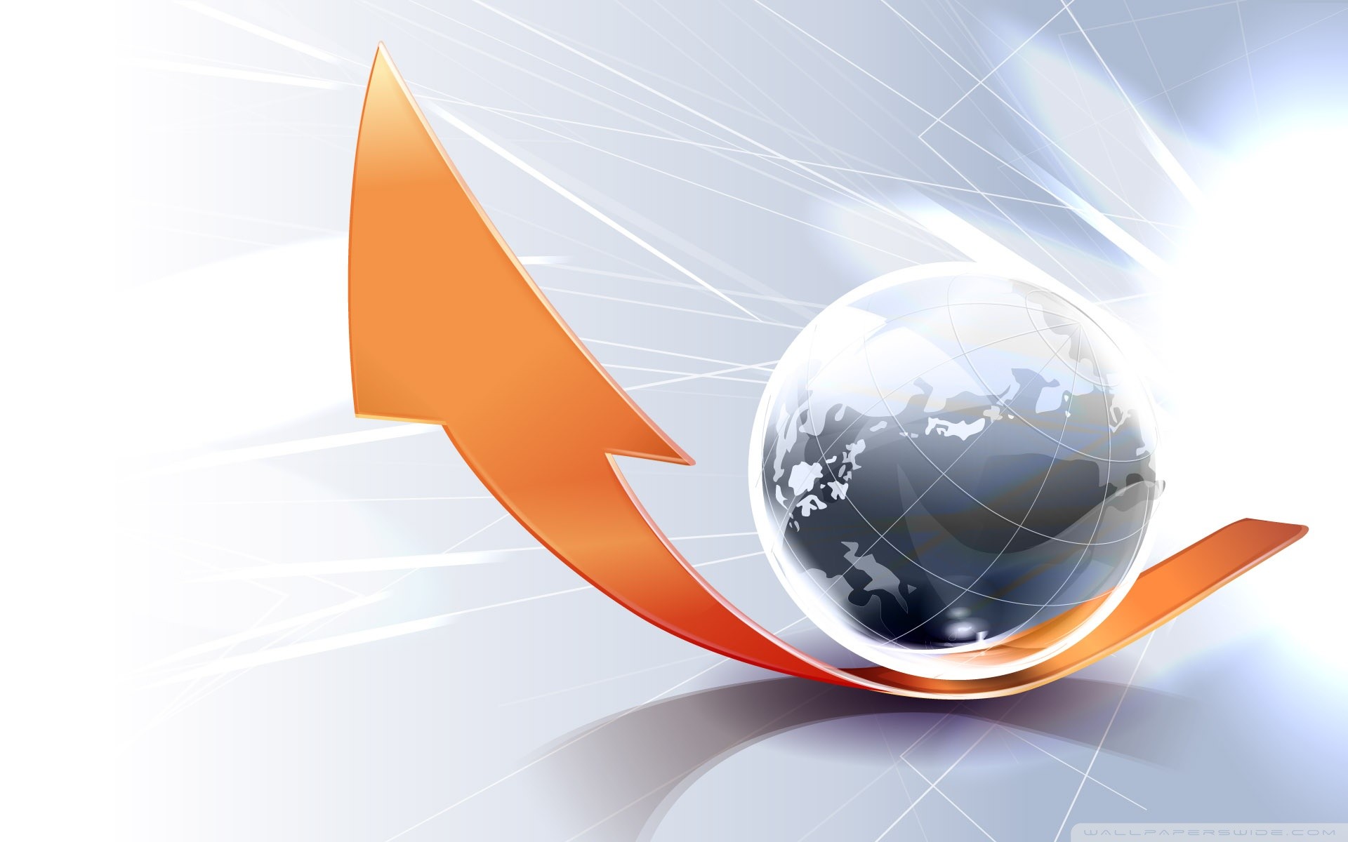 Freccia di crescita, Globo, Arancione, Bianco, 1920x1200, sfondo per PC