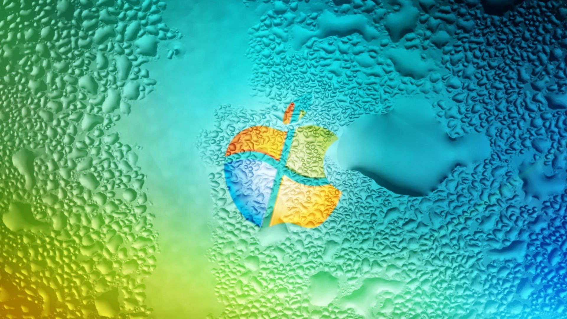 Windows, Logo, Gocce d'acqua, Vetro, Full HD, sfondo per desktop