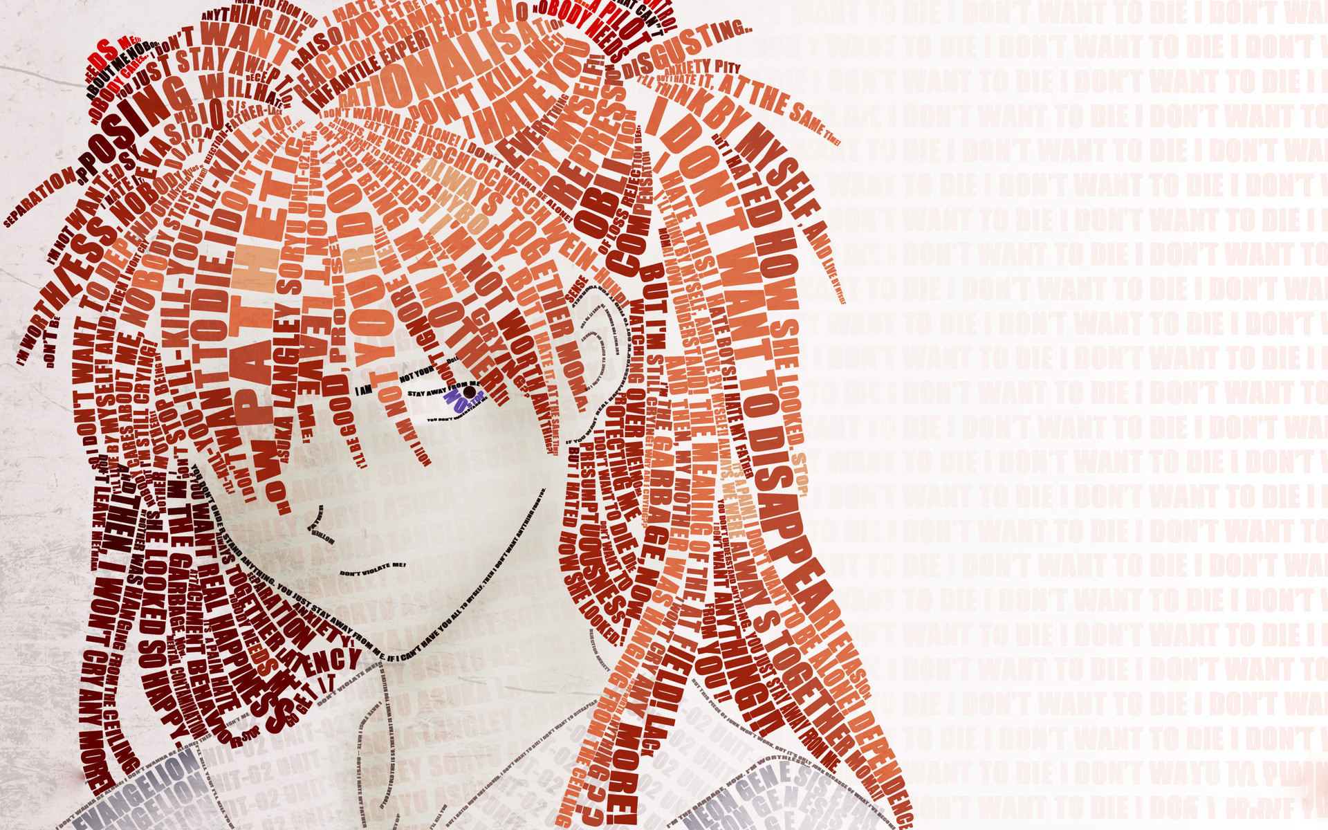 Asuka Langley Soryu, Neon Genesis Evangelion, Tipografia, Ritratto, sfondo widescreen Full HD