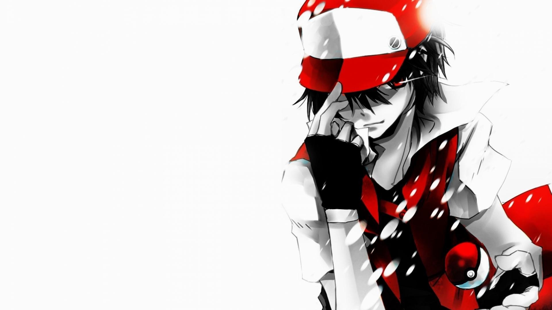 Rosso, Allenatore Rosso, Pokémon, Cappello, Bianco e rosso, 16:9 Full HD, sfondo widescreen