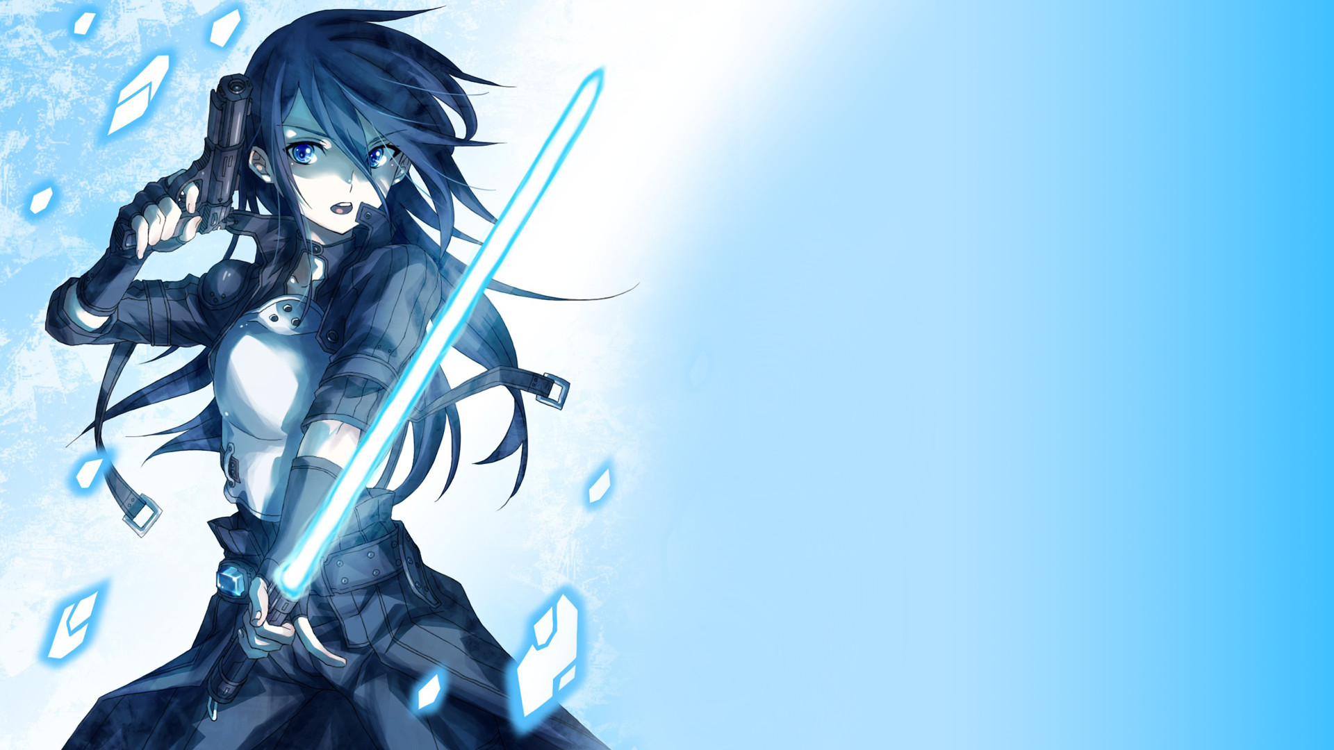 Kirito, Gun Gale Online, Spada laser, Azzurro, 1920x1080, sfondo per PC