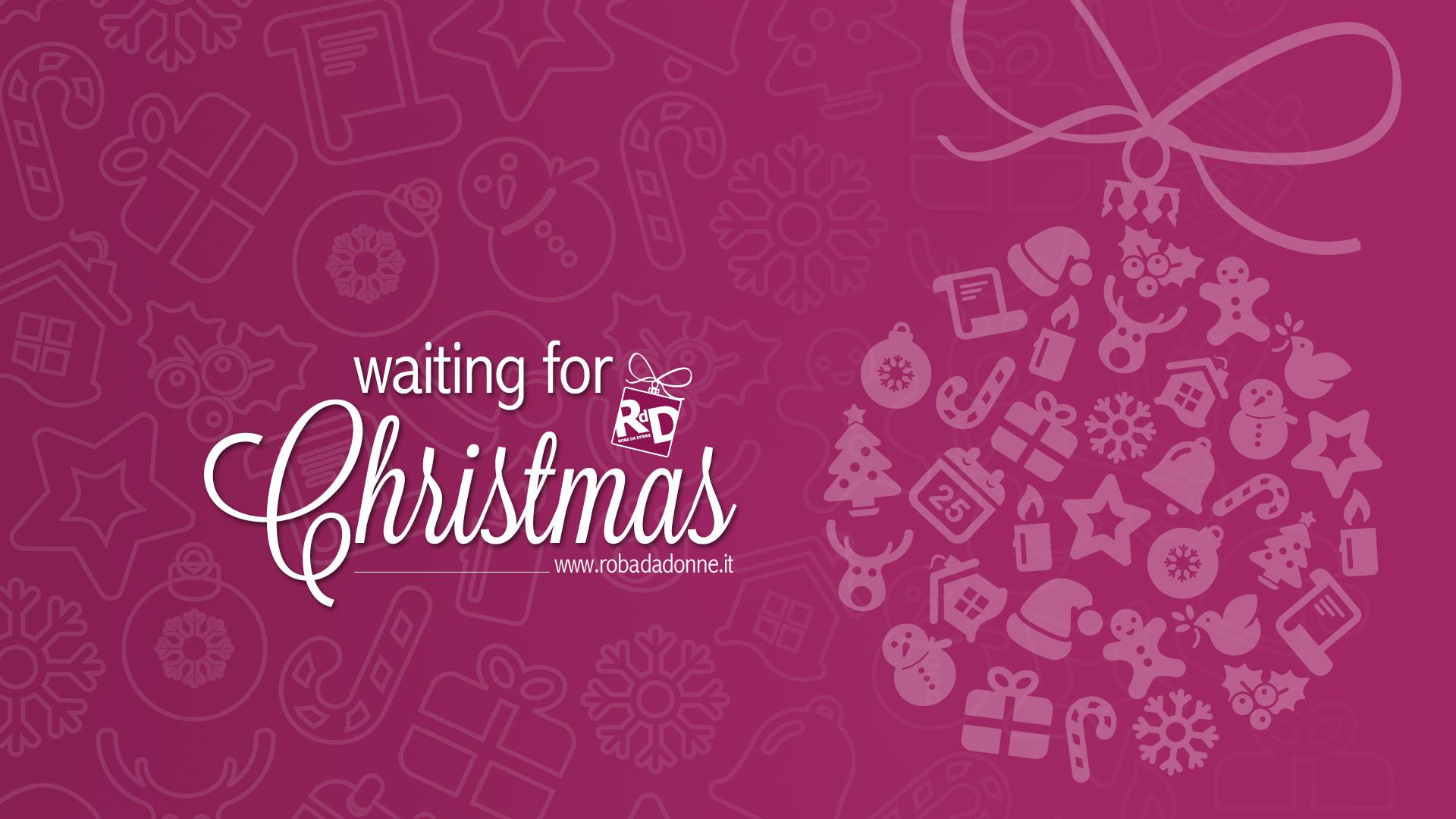 Waiting for Christmas, Tipografia, Pallina, Sfondo magenta, wallpaper per desktop